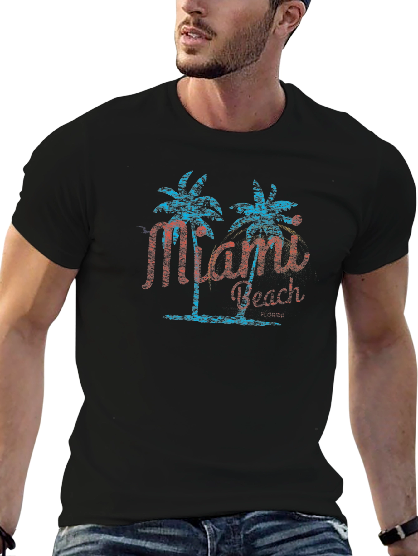 Miami Beach Palm Tee - Retro Vacation Shirt