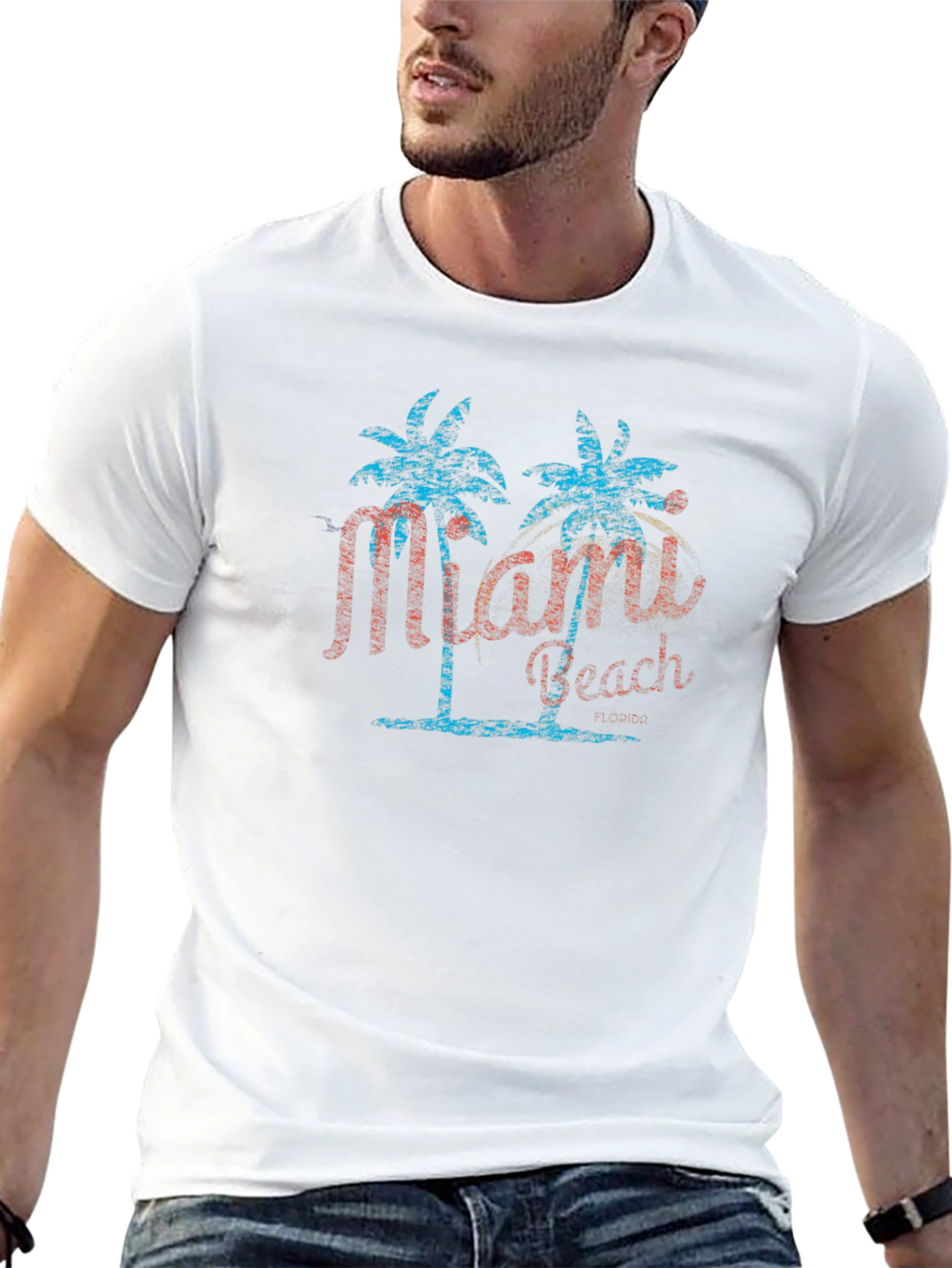 Miami Beach Palm Tee - Retro Vacation Shirt