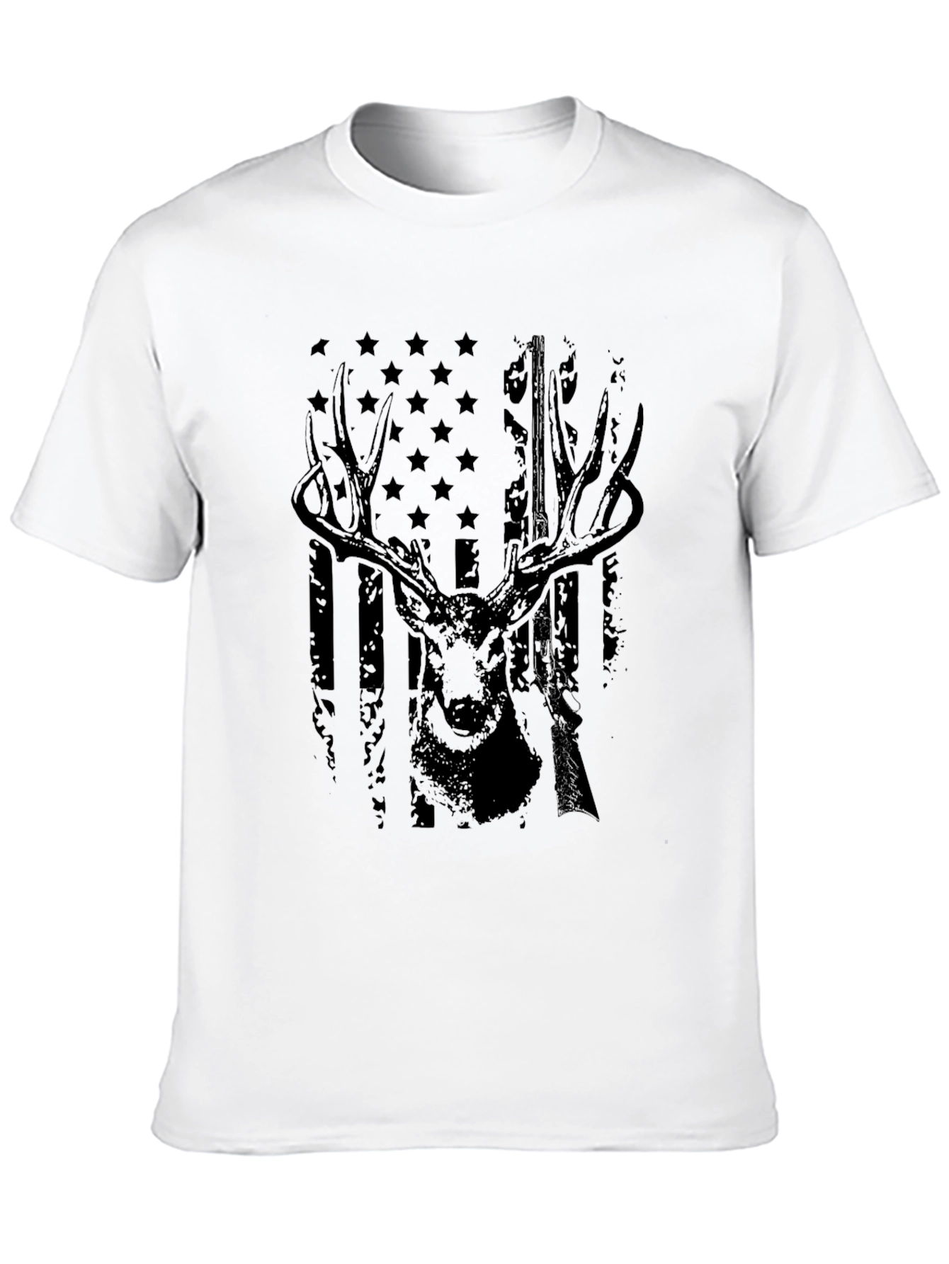 Deer Hunting American Flag Graphic T-Shirt