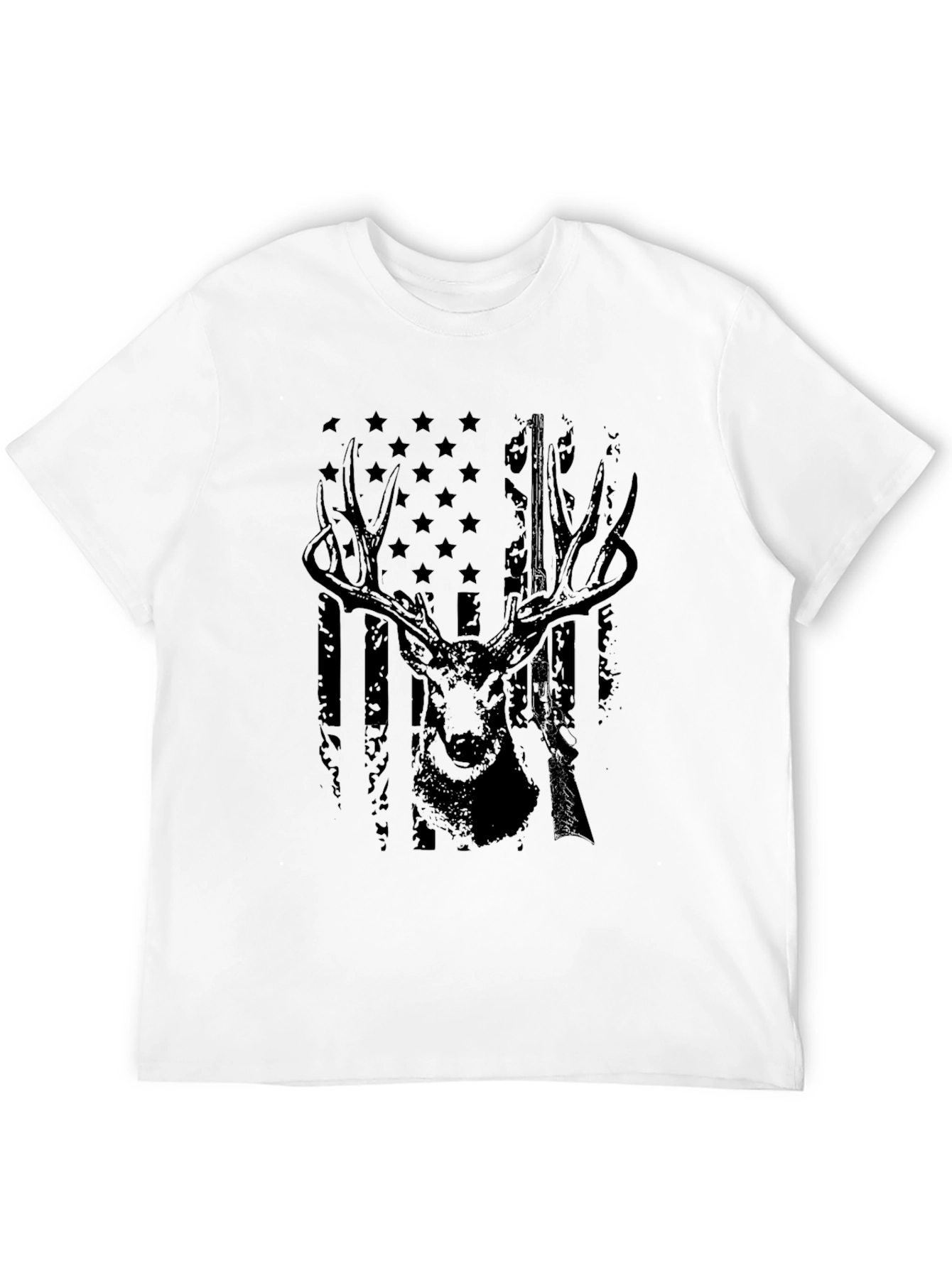 Deer Hunting American Flag Graphic T-Shirt