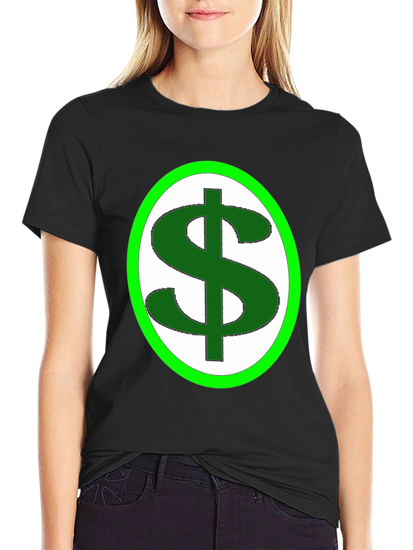 Dollar Sign Graphic Tee - Black