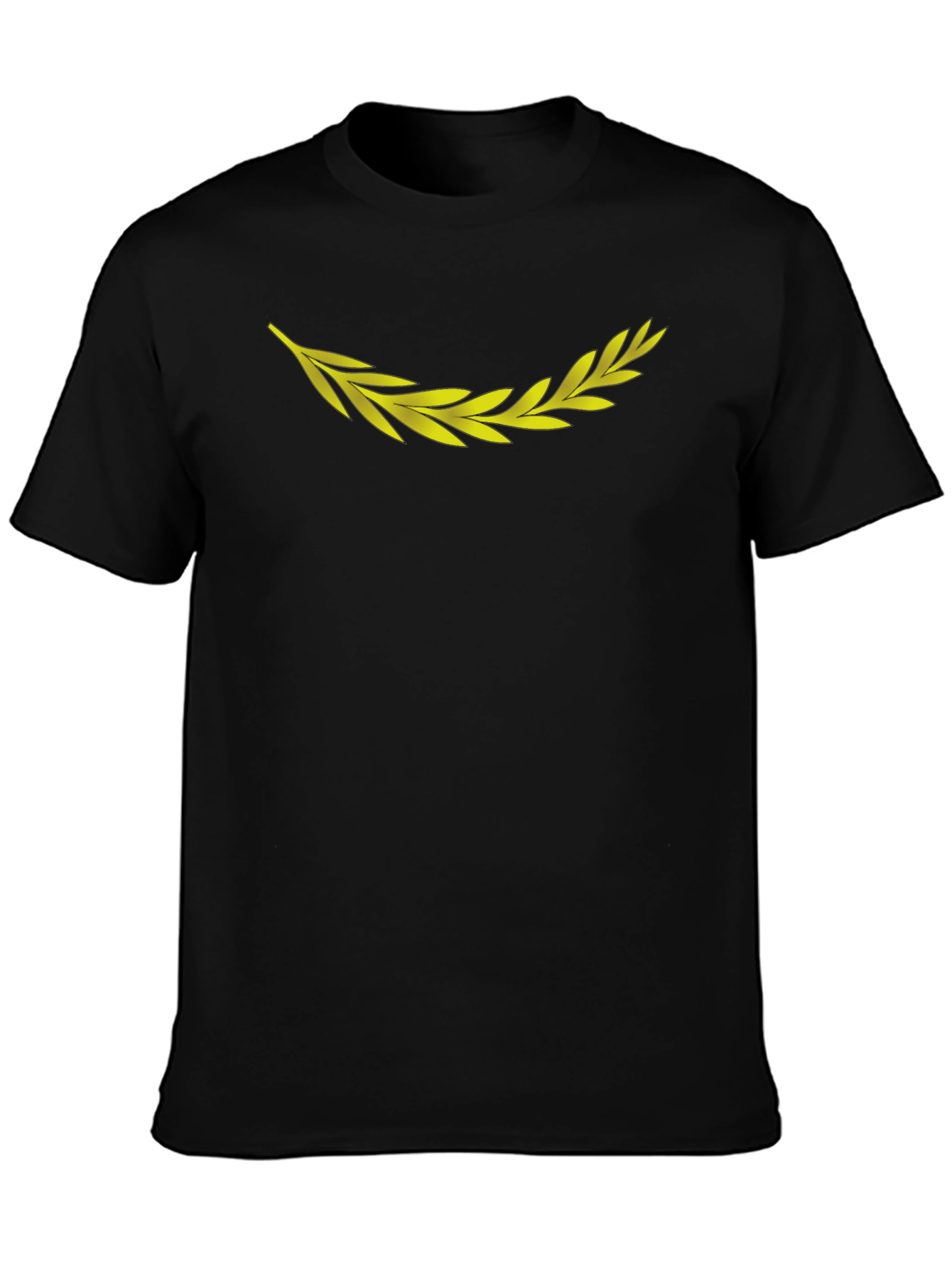 Mens Black T-Shirt with Golden Laurel Wreath