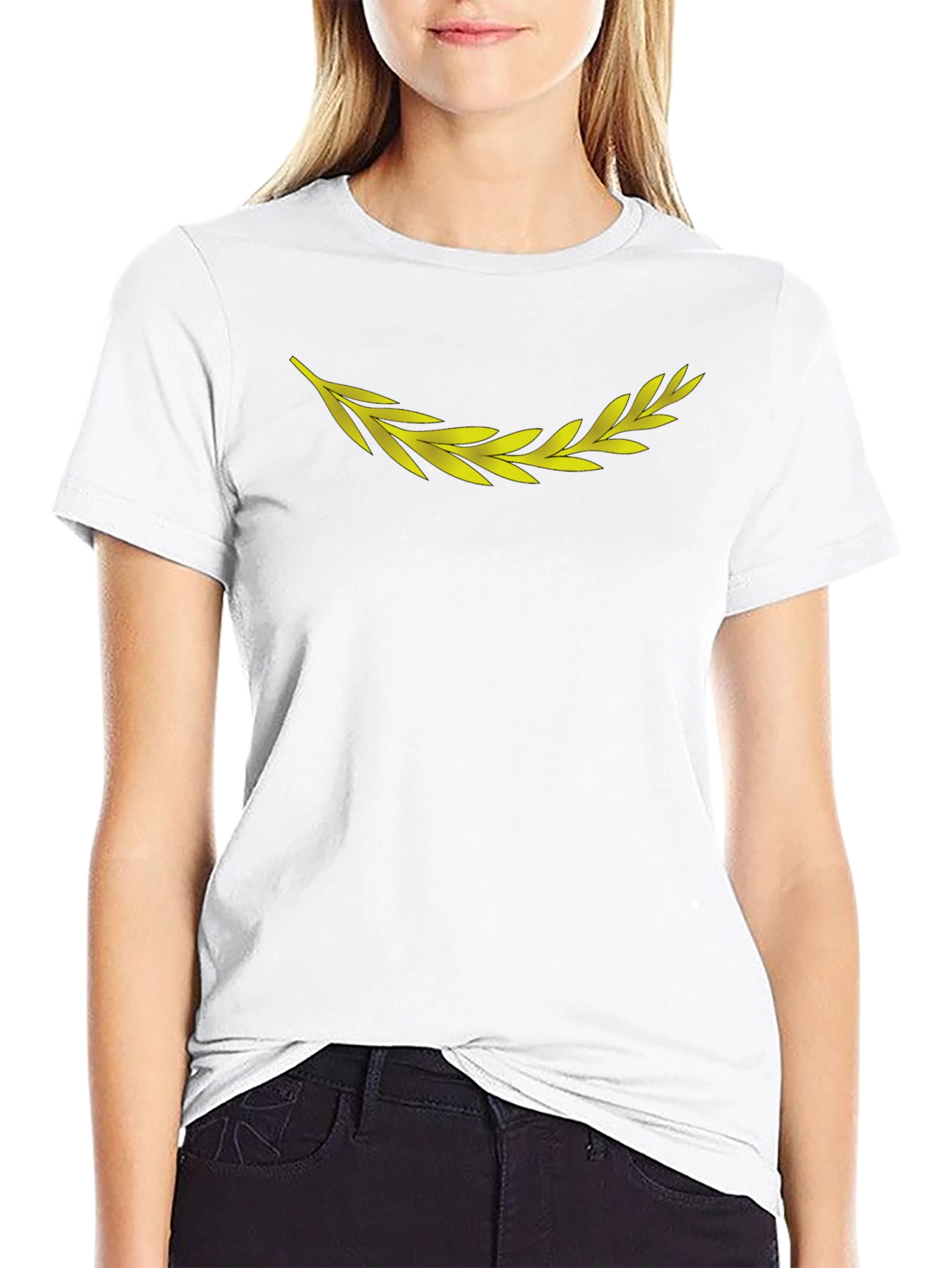 Mens Black T-Shirt with Golden Laurel Wreath