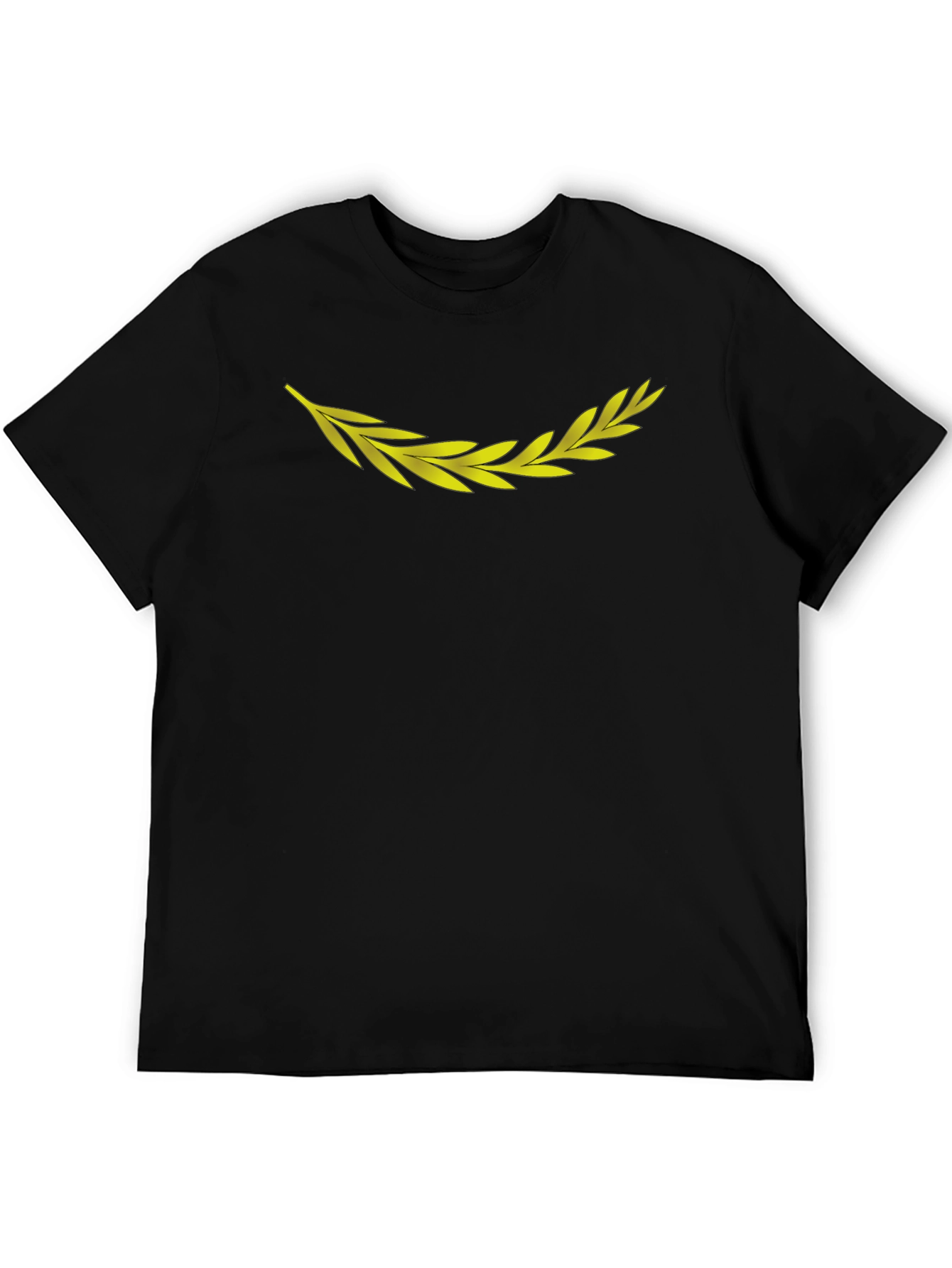 Mens Black T-Shirt with Golden Laurel Wreath