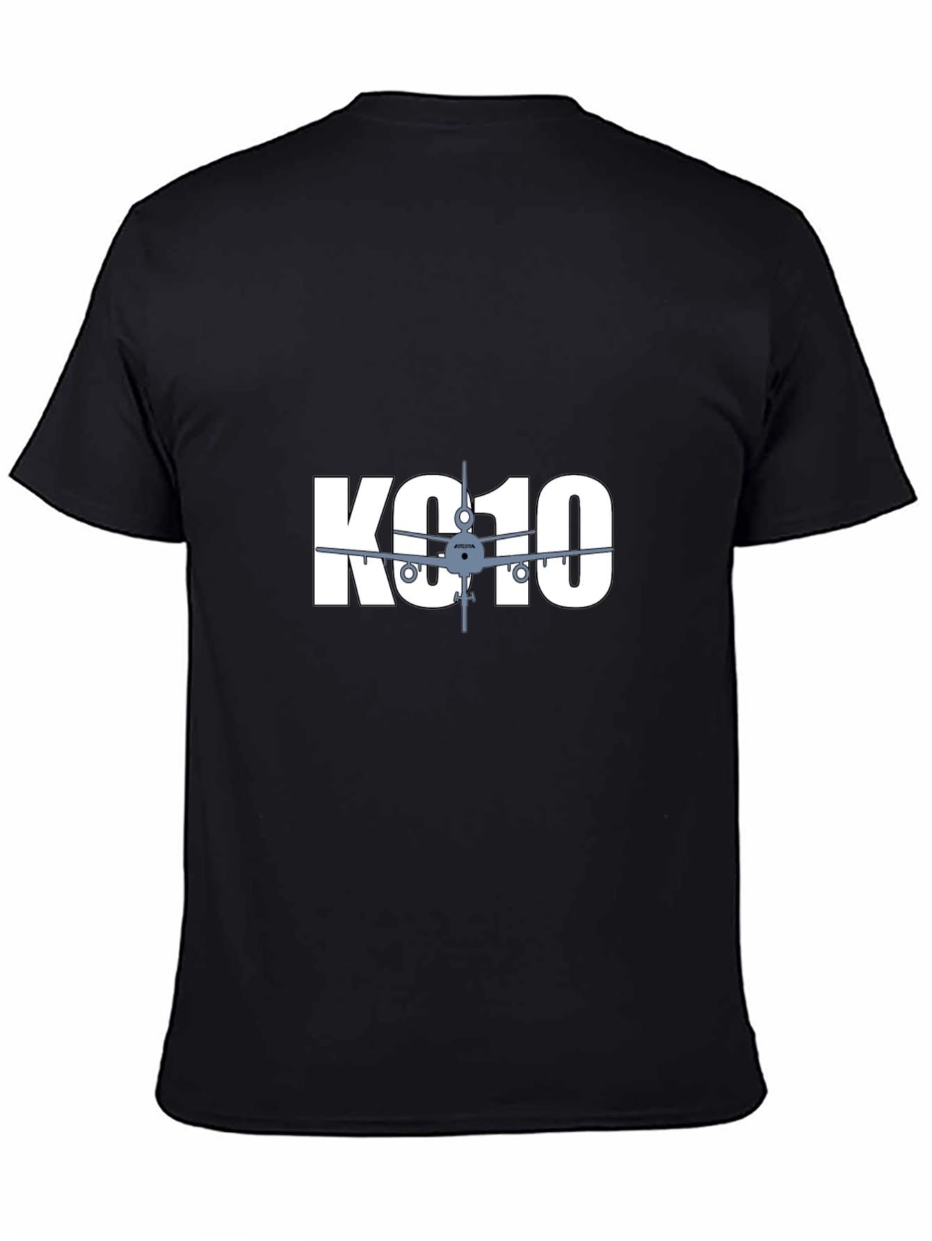 KC10 Airplane Graphic T-Shirt - Black Crew Neck Tee