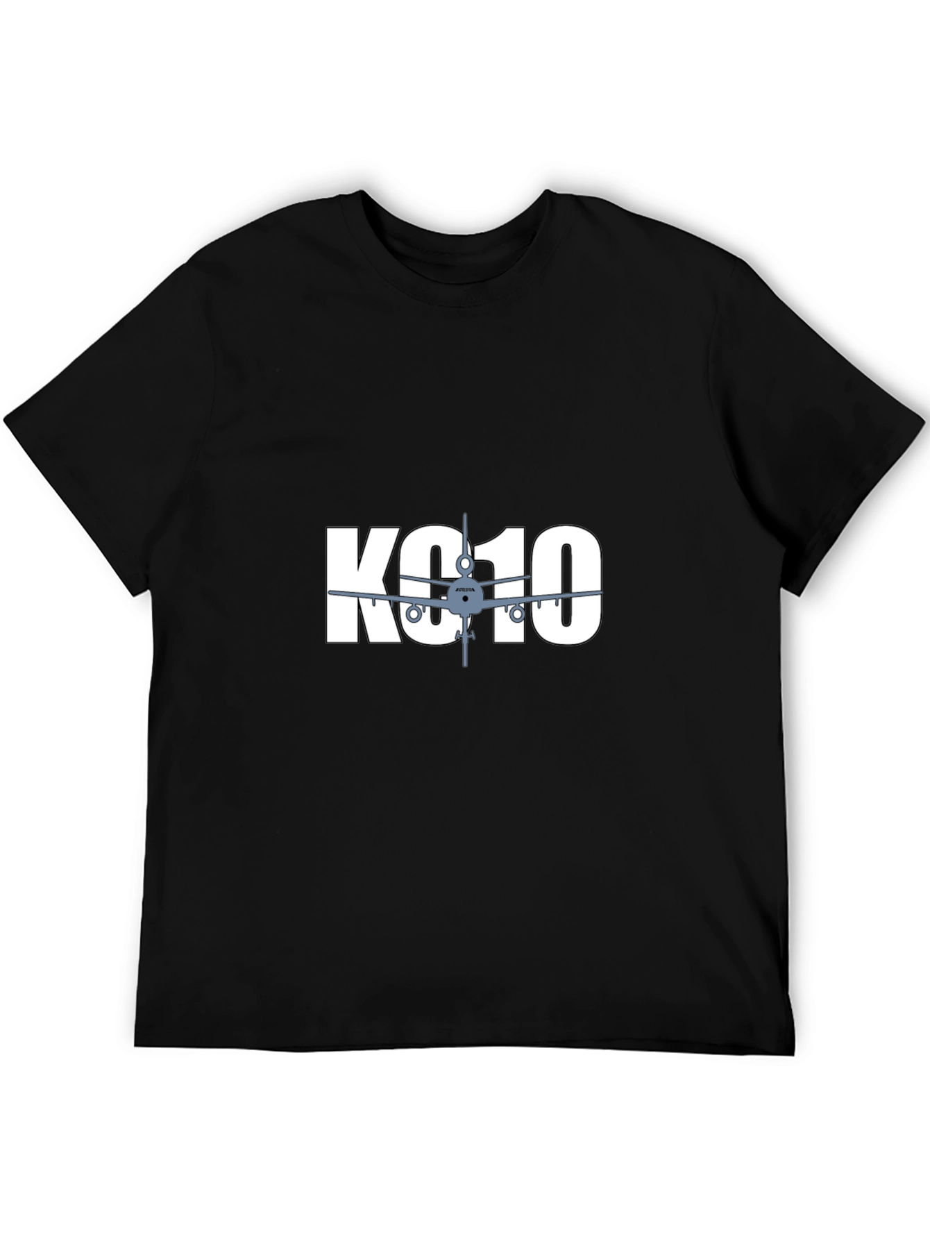 KC10 Airplane Graphic T-Shirt - Black Crew Neck Tee