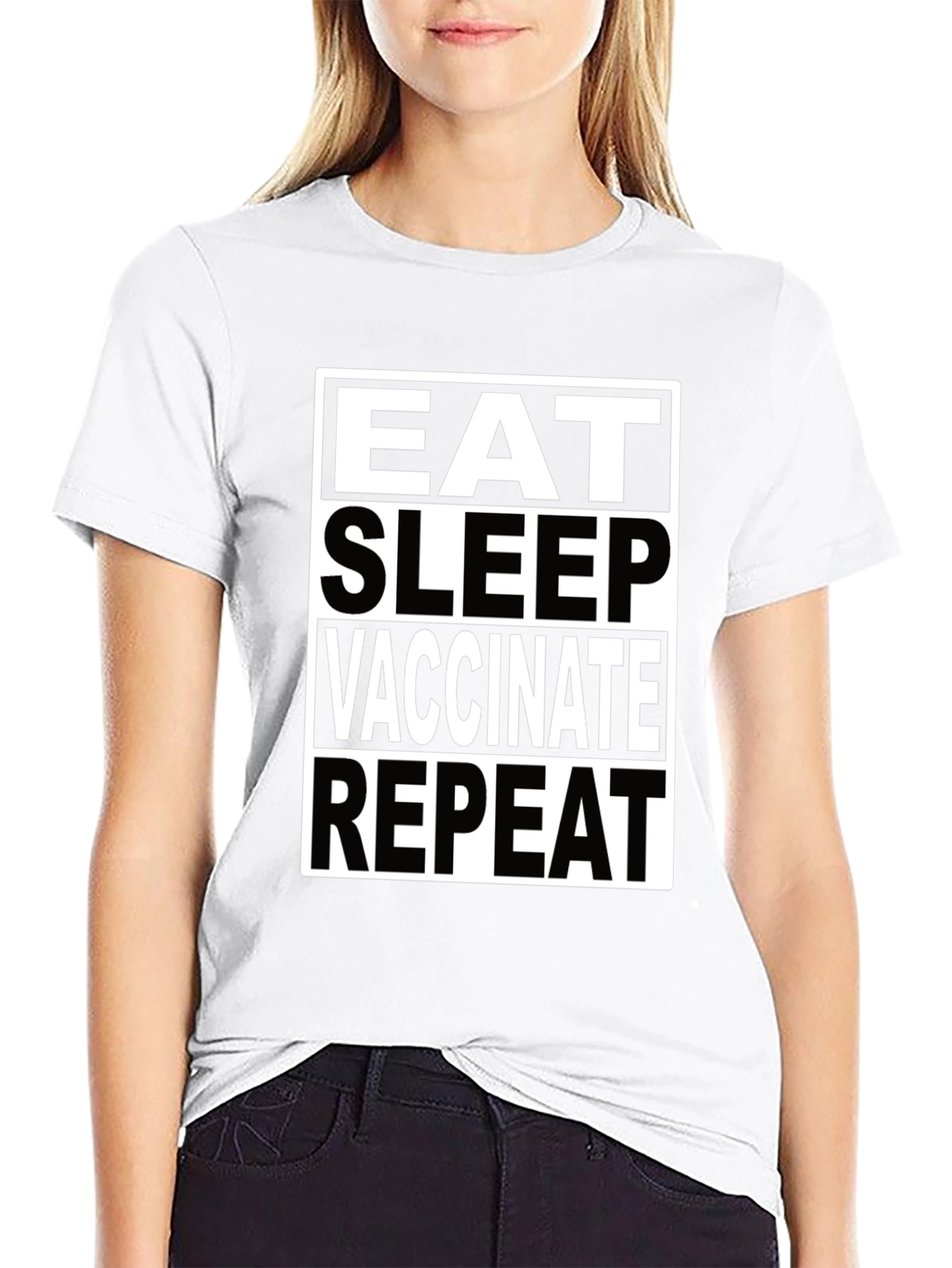 Eat Sleep Vaccinate Repeat Black T-Shirt