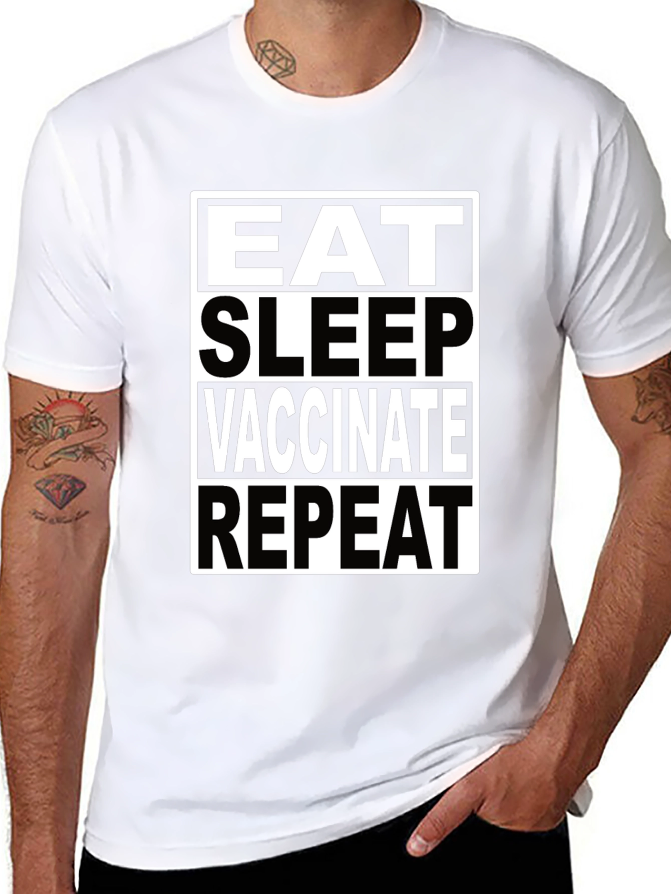 Eat Sleep Vaccinate Repeat Black T-Shirt