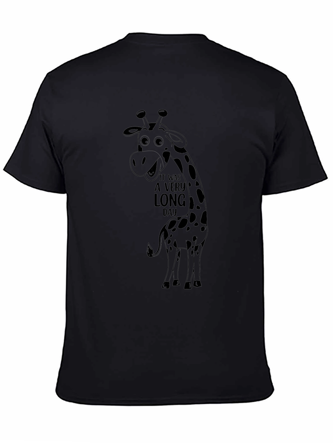 Long Day Giraffe Graphic Tee - Unisex Black T-Shirt
