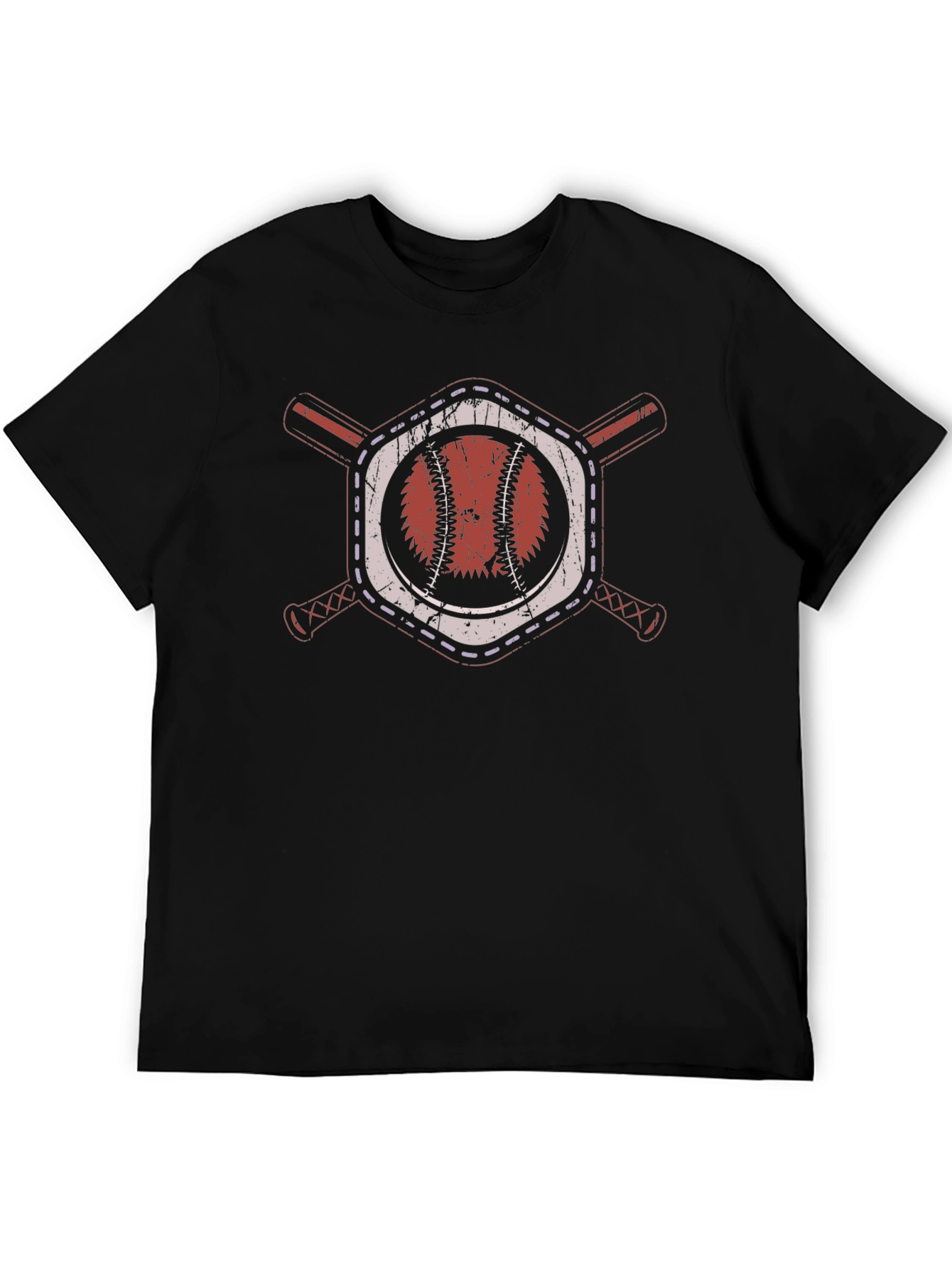 Baseball Graphic Tee - Crossed Bats & Ball Design