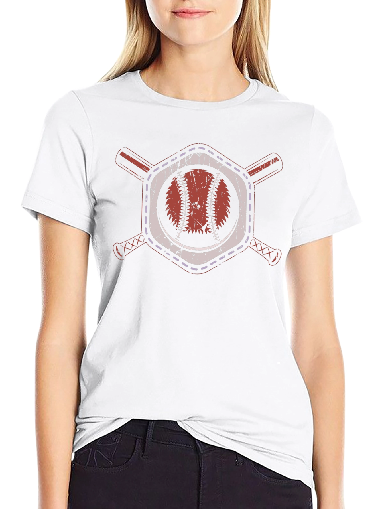 Baseball Graphic Tee - Crossed Bats & Ball Design