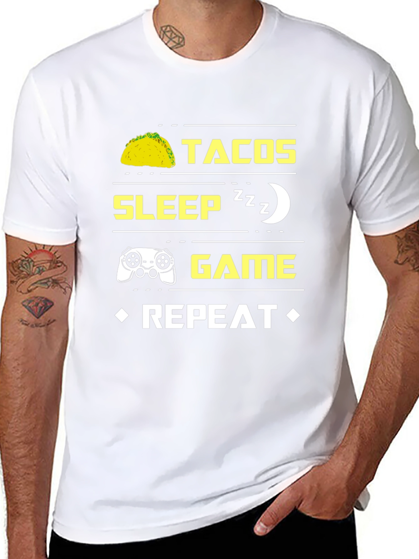 Tacos Sleep Game Repeat Graphic Tee