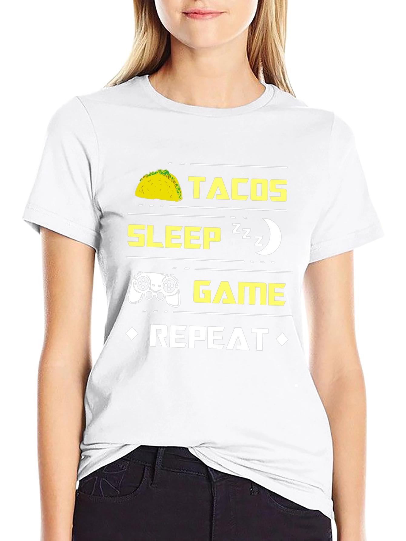 Tacos Sleep Game Repeat Graphic Tee