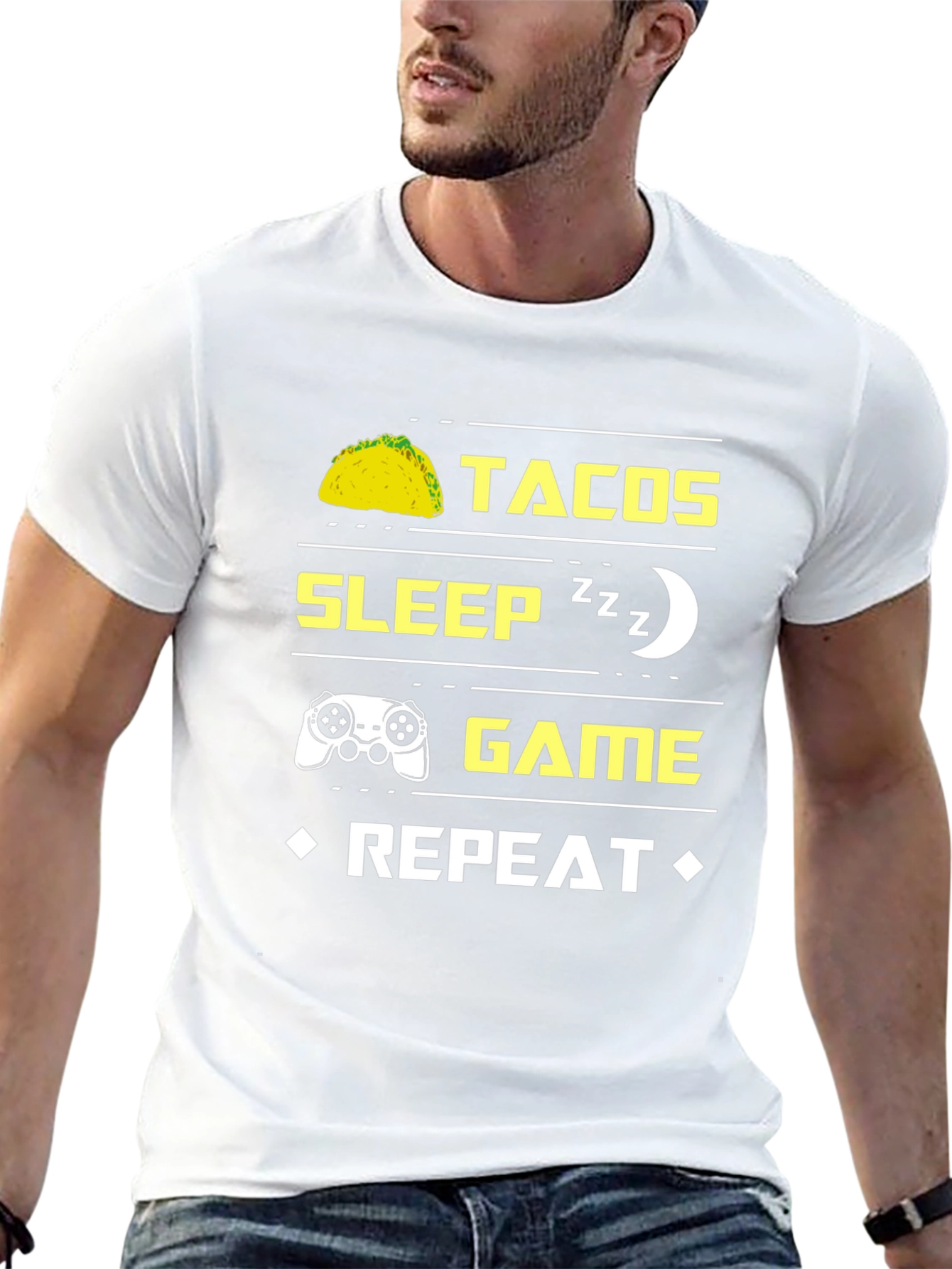 Tacos Sleep Game Repeat Graphic Tee