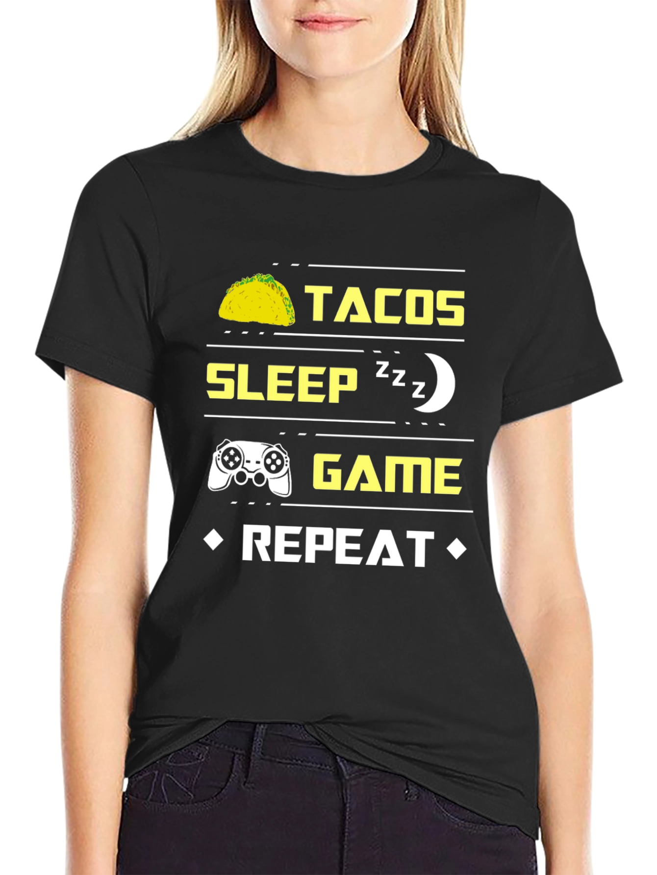Tacos Sleep Game Repeat Graphic Tee