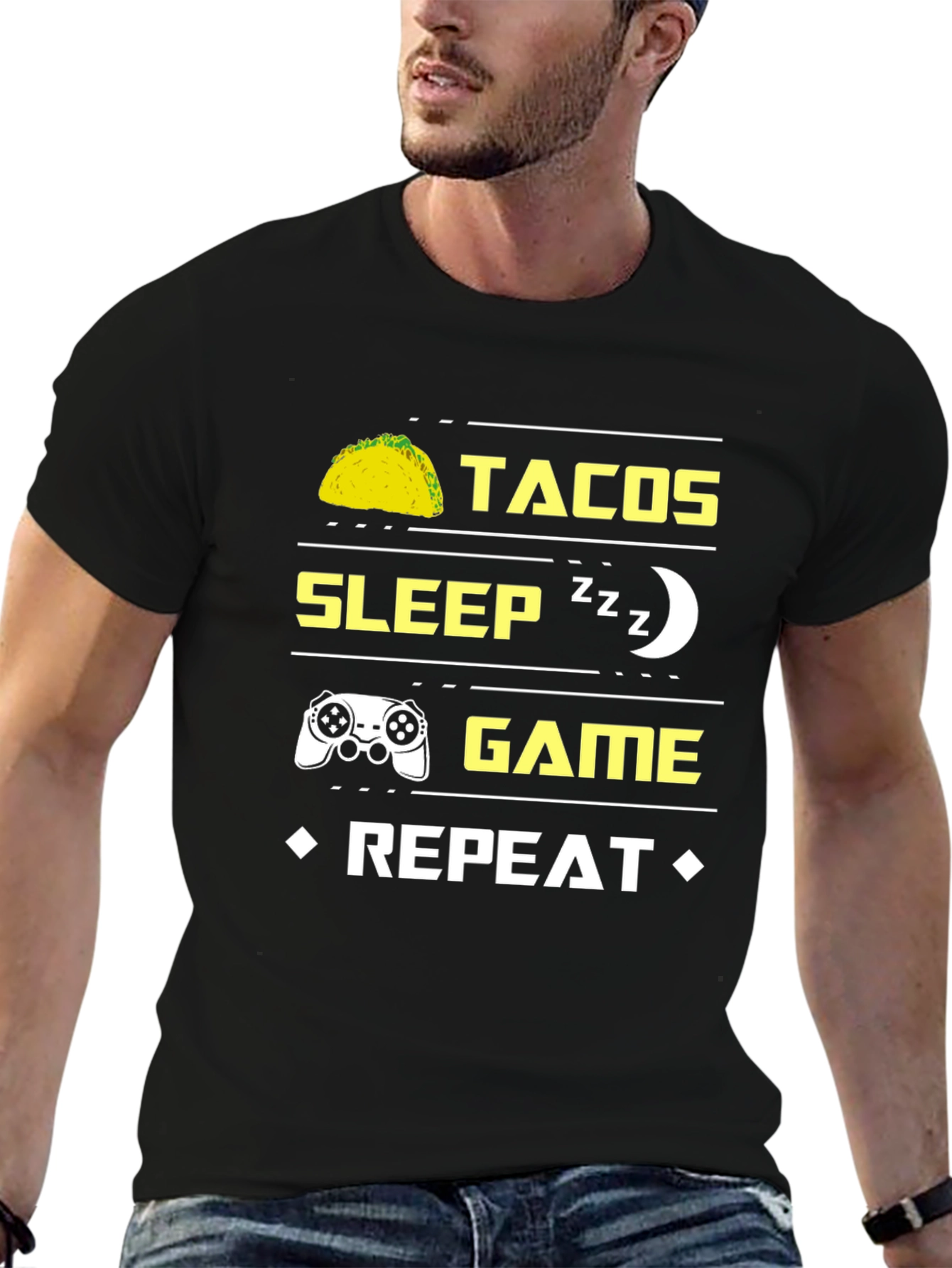 Tacos Sleep Game Repeat Graphic Tee