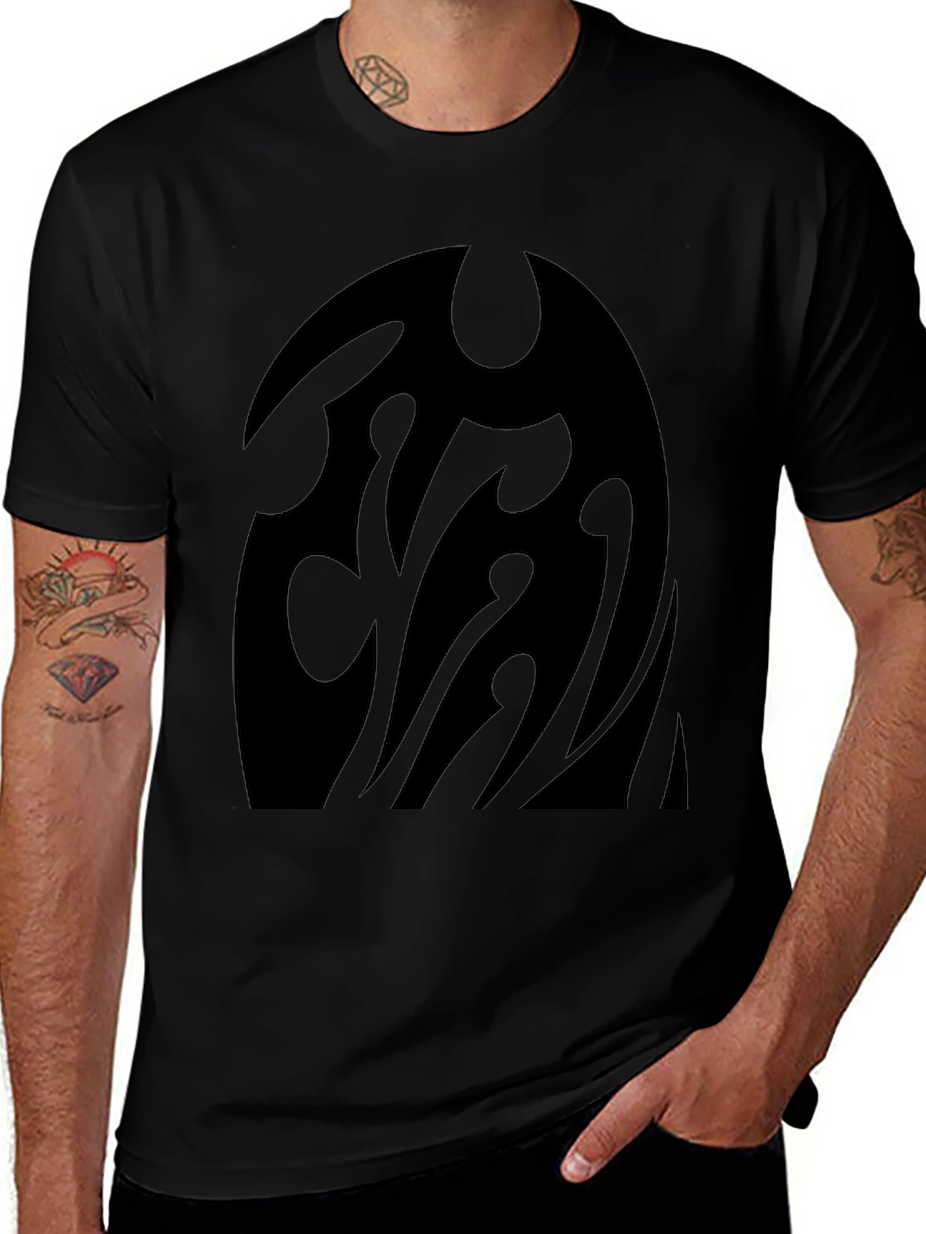 Black Graphic Tee - Abstract Dark Design T-Shirt