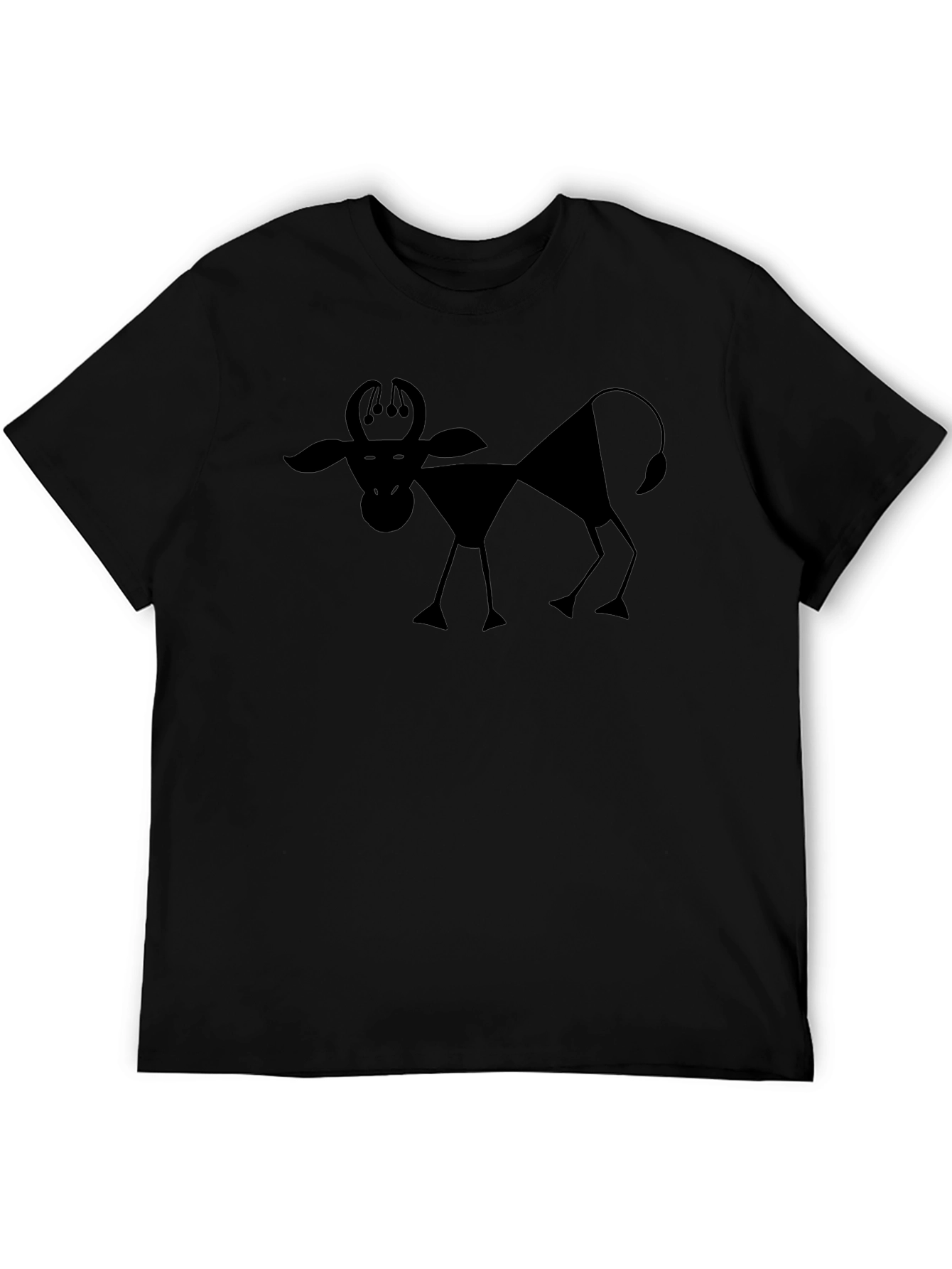 Abstract Bull Graphic Print Black T-Shirt