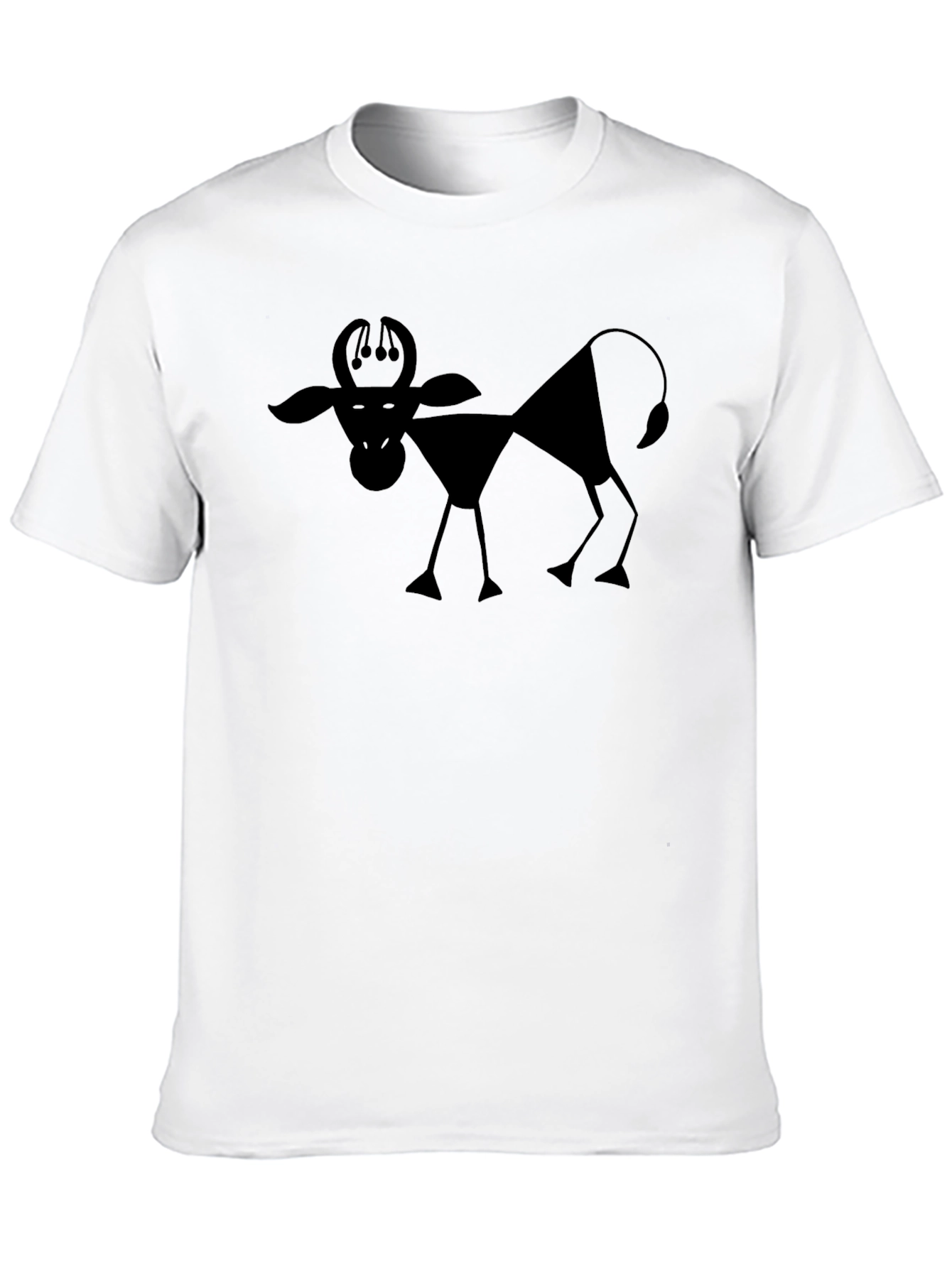 Abstract Bull Graphic Print Black T-Shirt