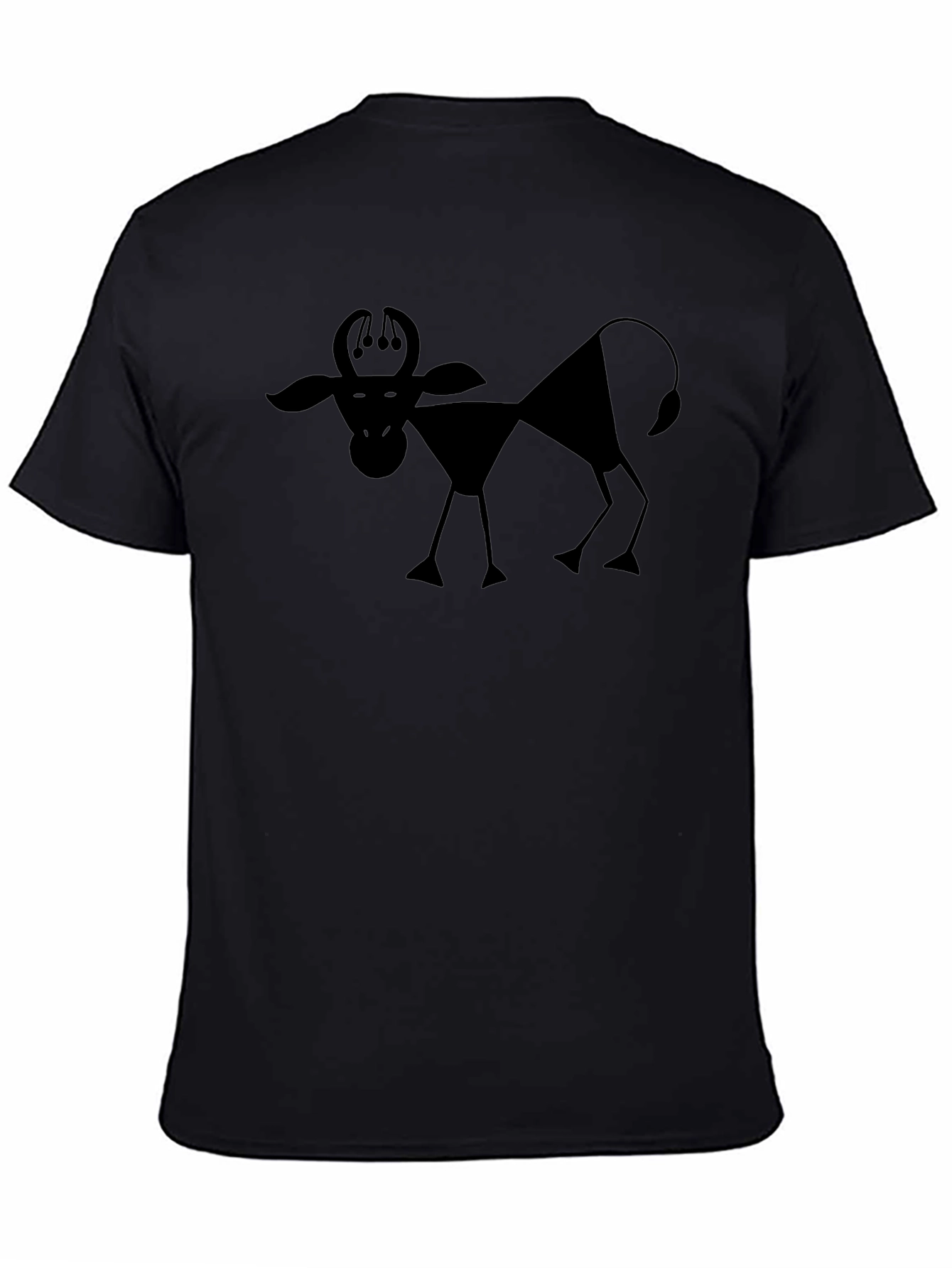 Abstract Bull Graphic Print Black T-Shirt