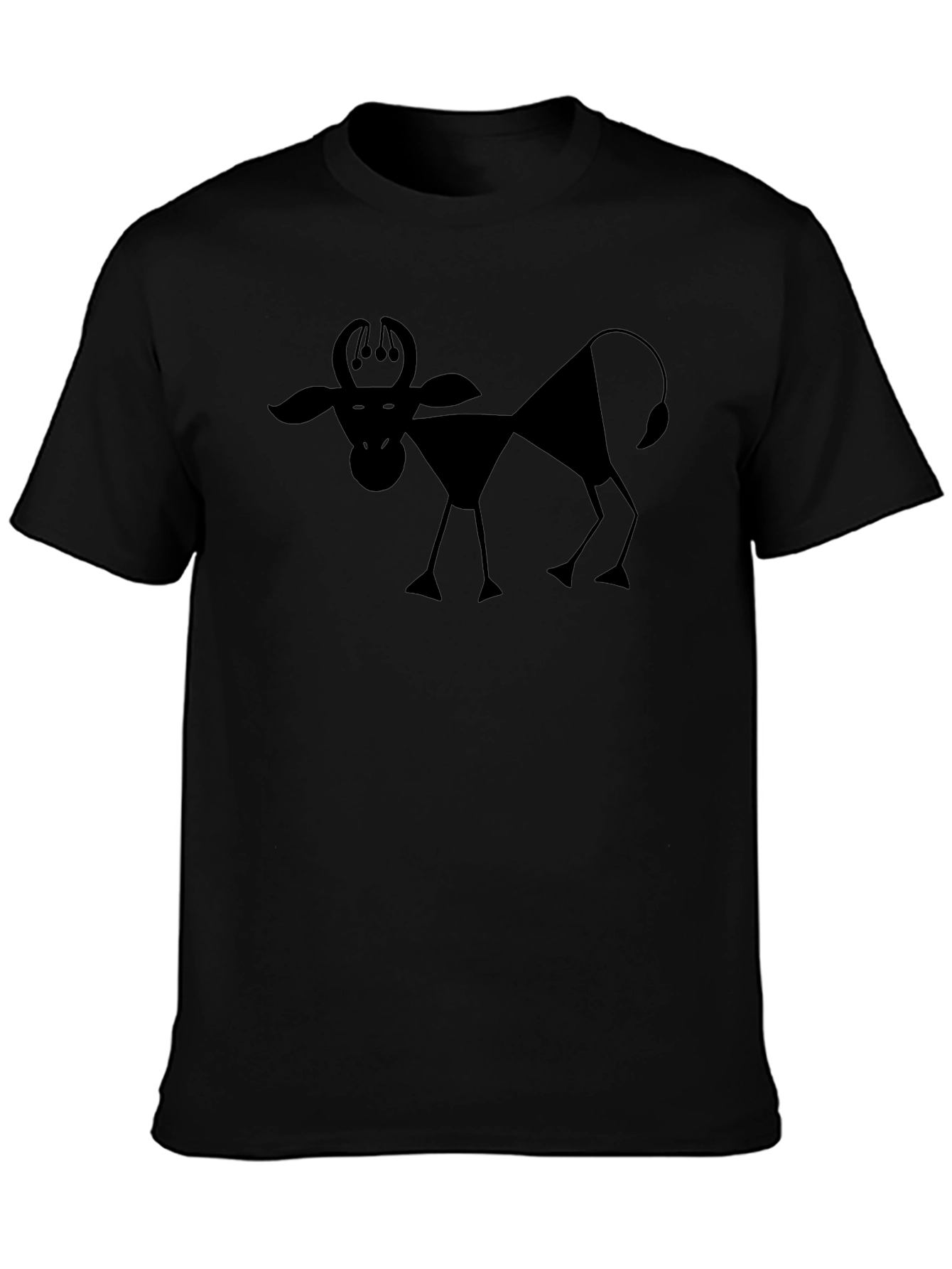 Abstract Bull Graphic Print Black T-Shirt