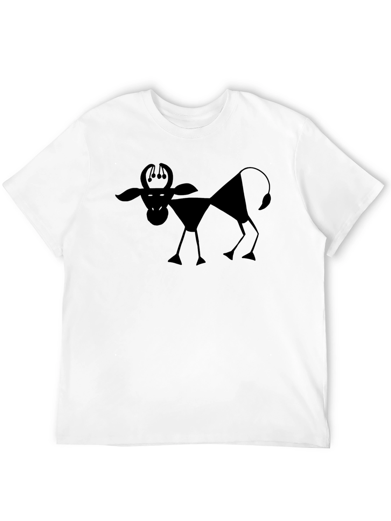 Abstract Bull Graphic Print Black T-Shirt