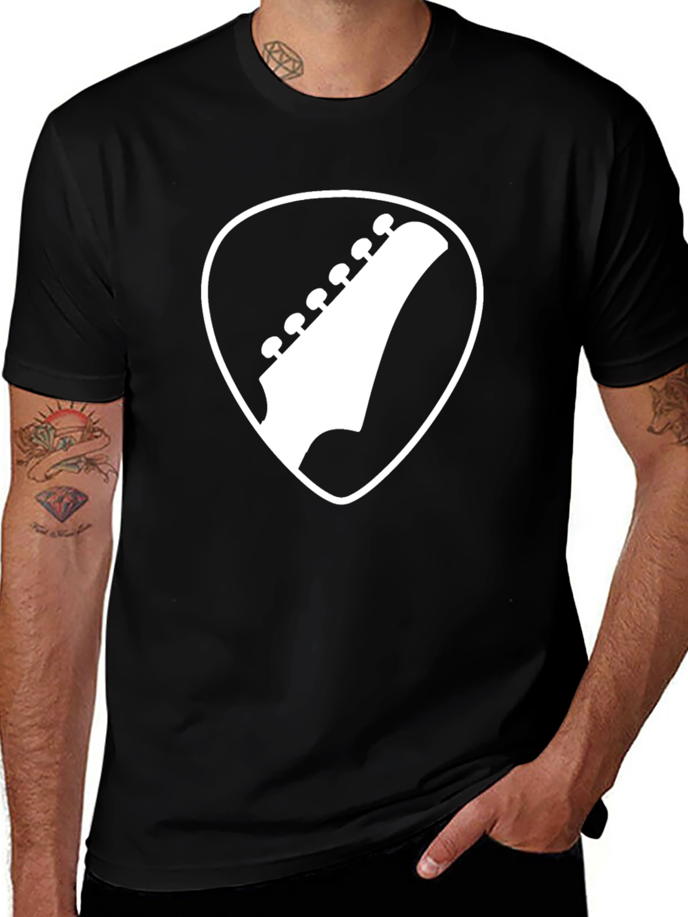 Guitar Pick Headstock Graphic Tee - Music Lover Shirt
