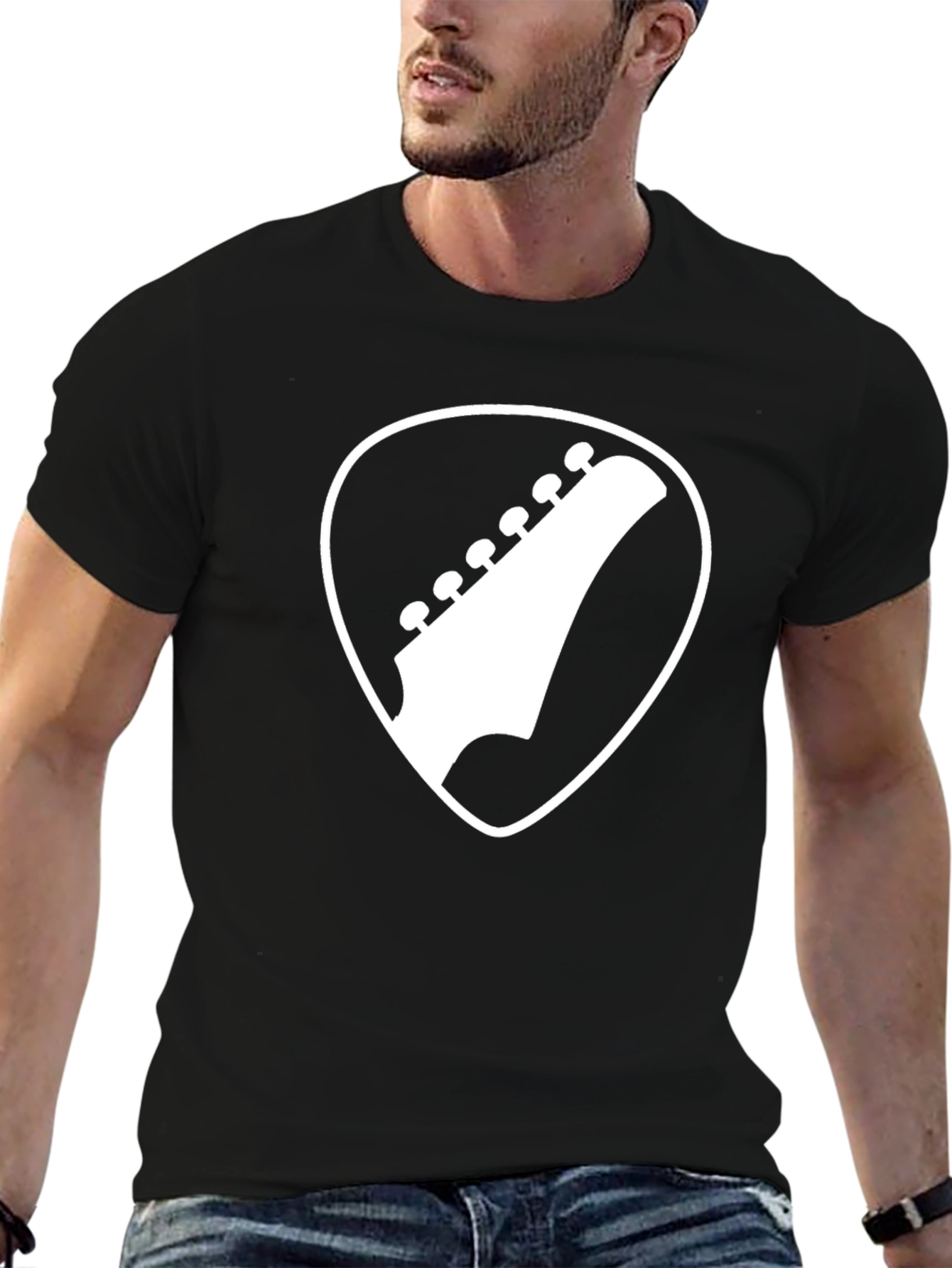 Guitar Pick Headstock Graphic Tee - Music Lover Shirt