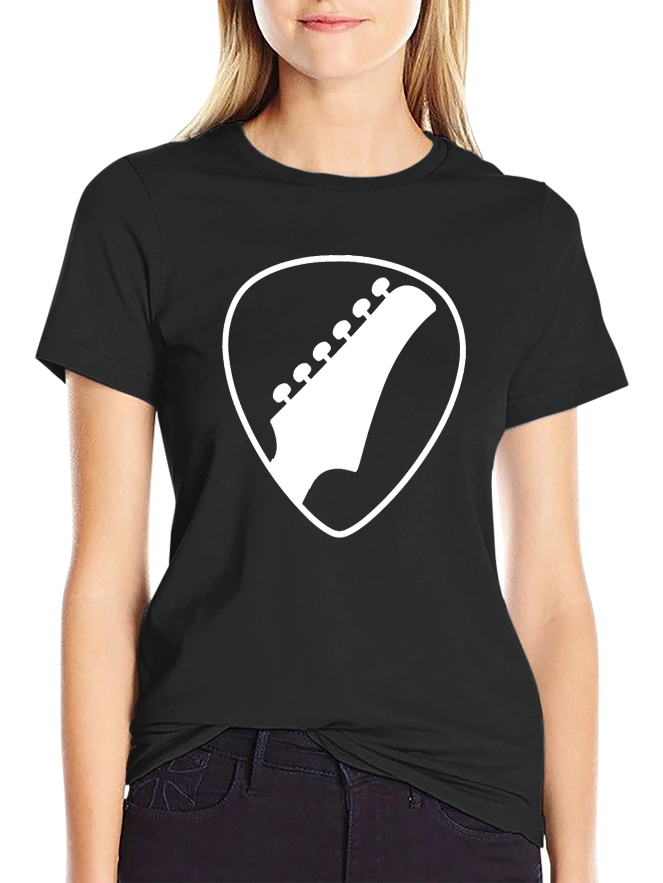 Guitar Pick Headstock Graphic Tee - Music Lover Shirt