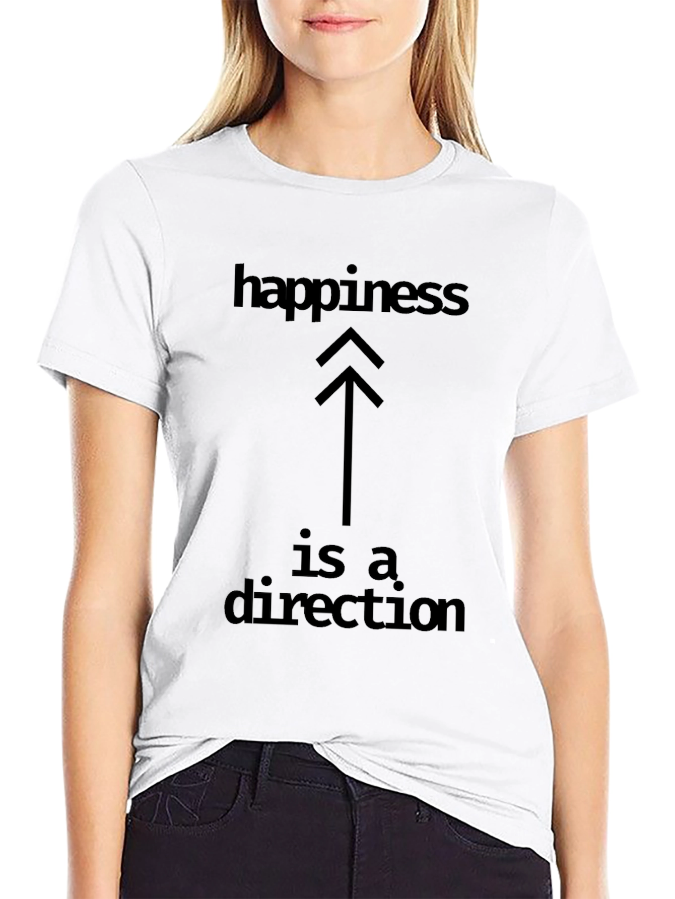 Happiness Direction Black Graphic Tee