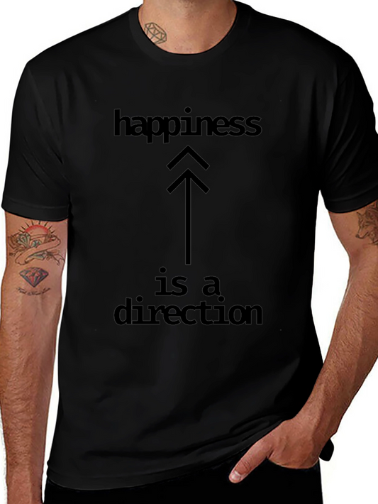 Happiness Direction Black Graphic Tee