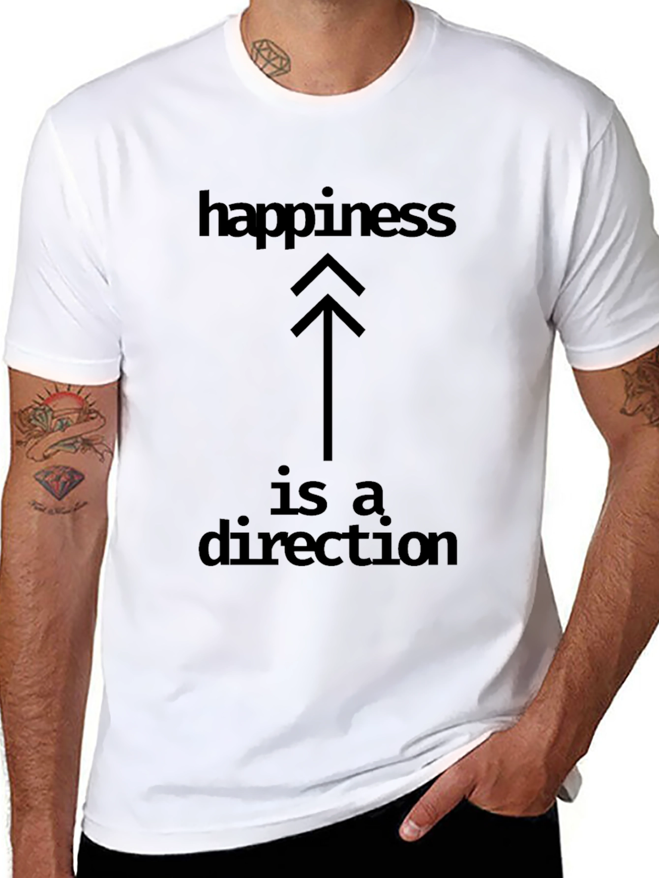 Happiness Direction Black Graphic Tee