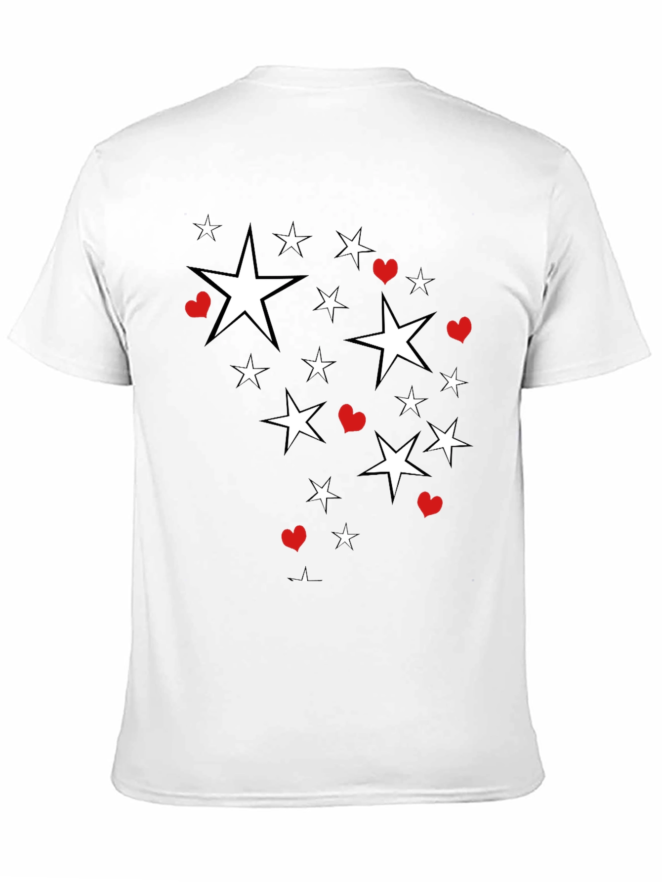 Star & Heart Graphic Print Black T-Shirt