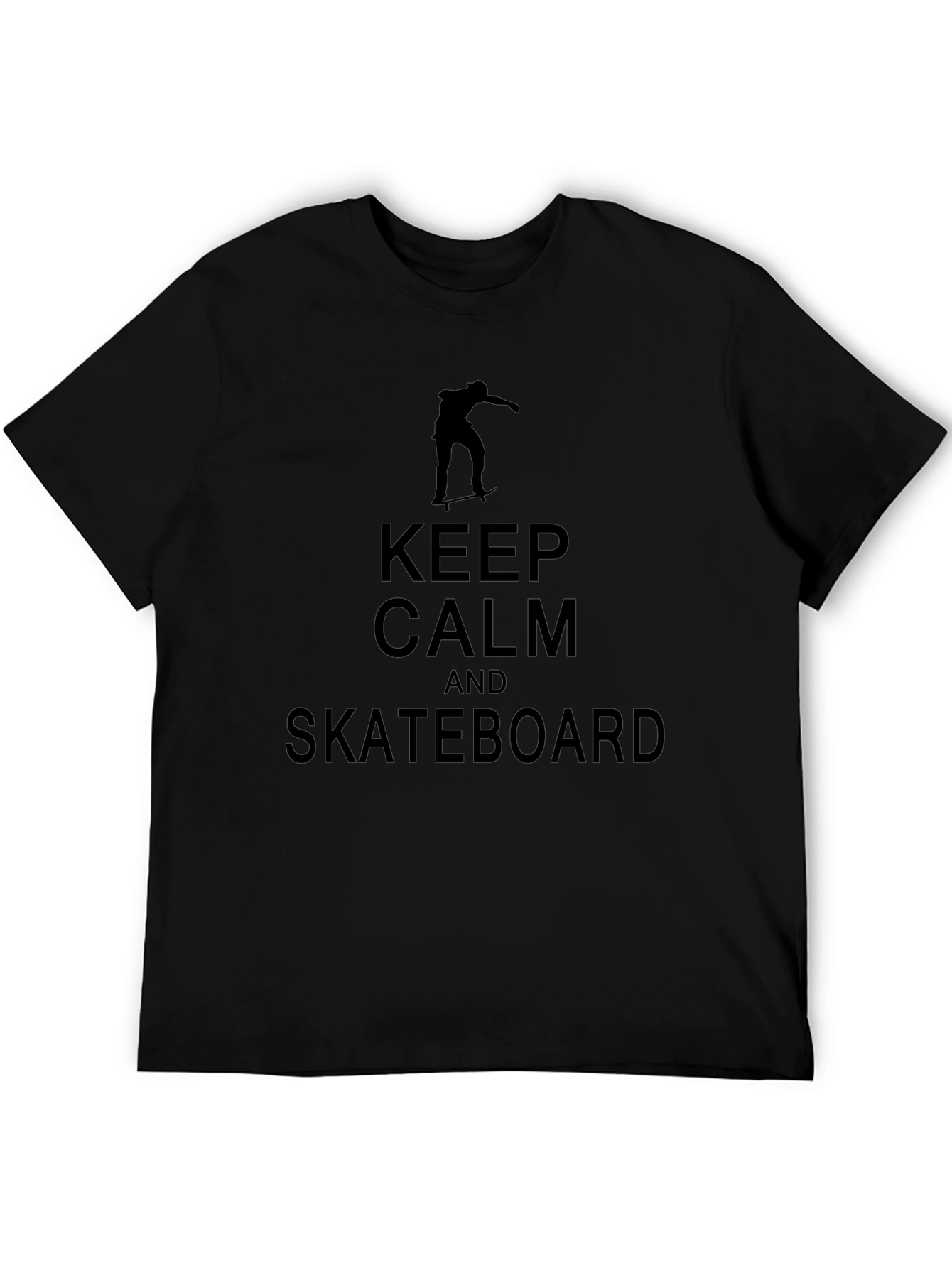 Keep Calm & Skateboard Graphic Tee - Black