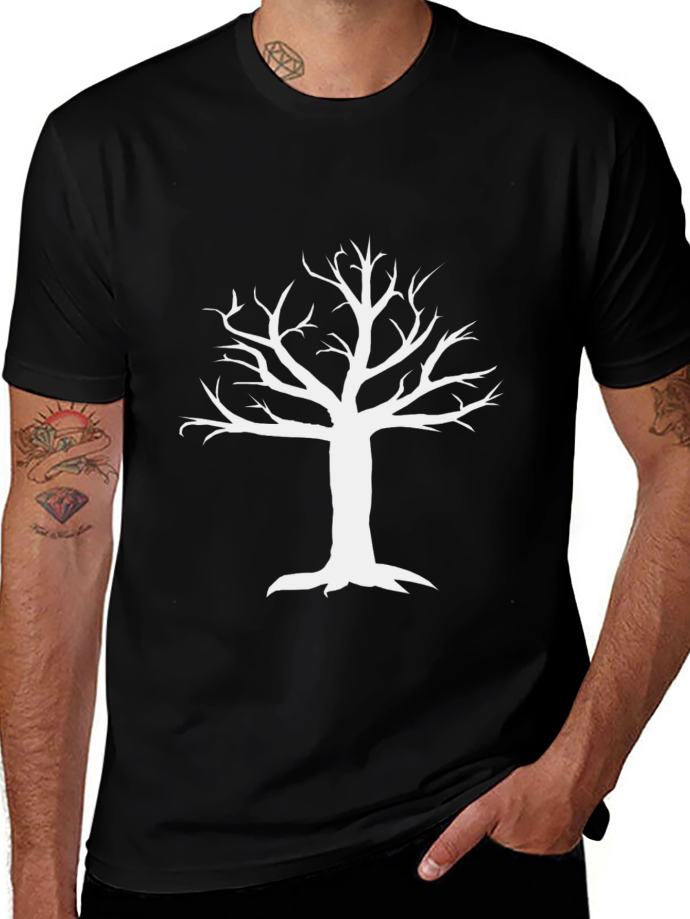 White Tree Graphic Black T-Shirt