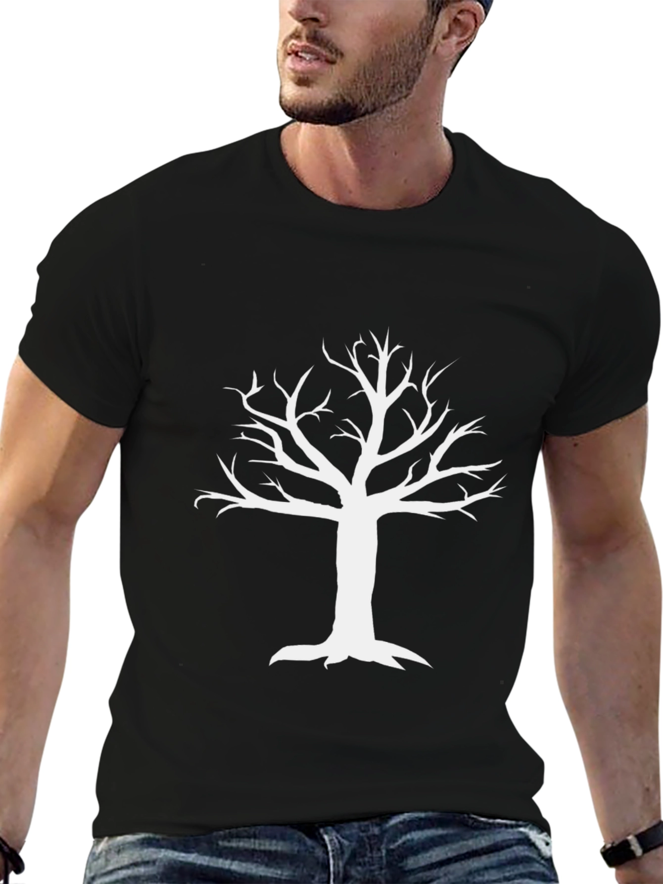 White Tree Graphic Black T-Shirt