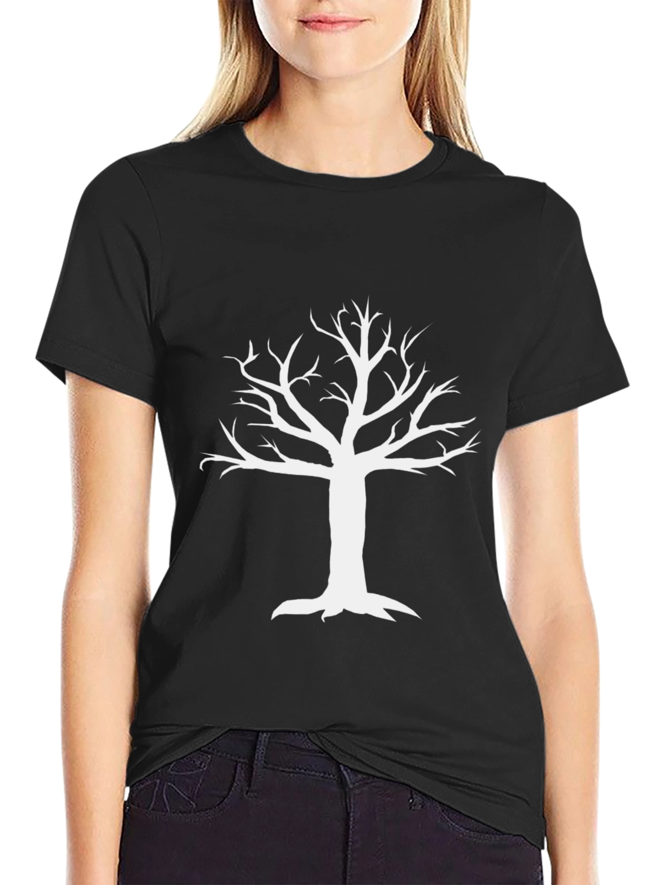 White Tree Graphic Black T-Shirt