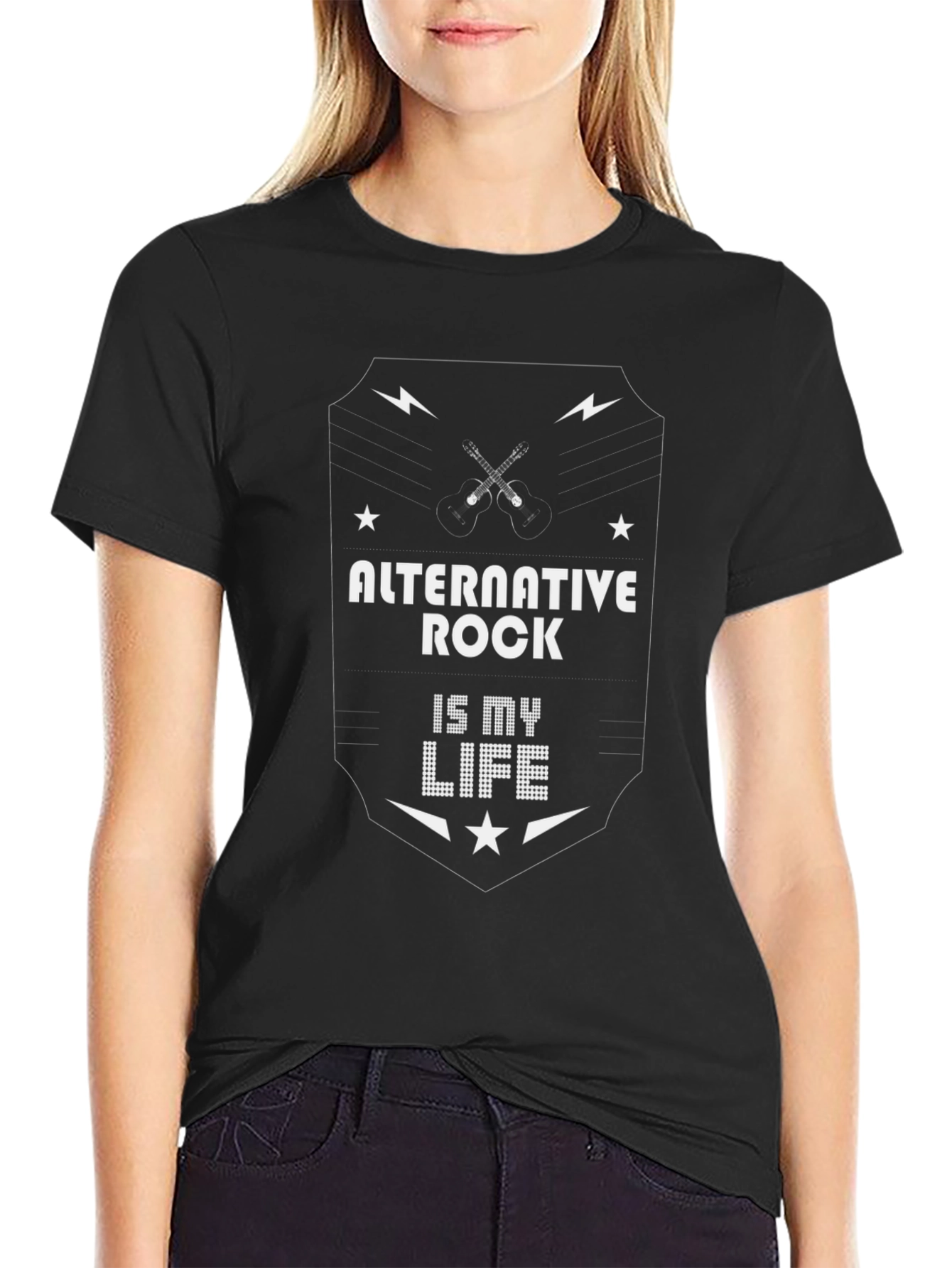 Alternative Rock is My Life Black Graphic T-Shirt