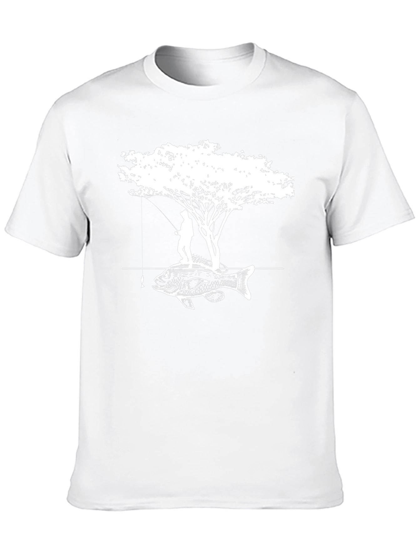Fisherman Tree Bass Graphic Tee - Black Cotton Blend