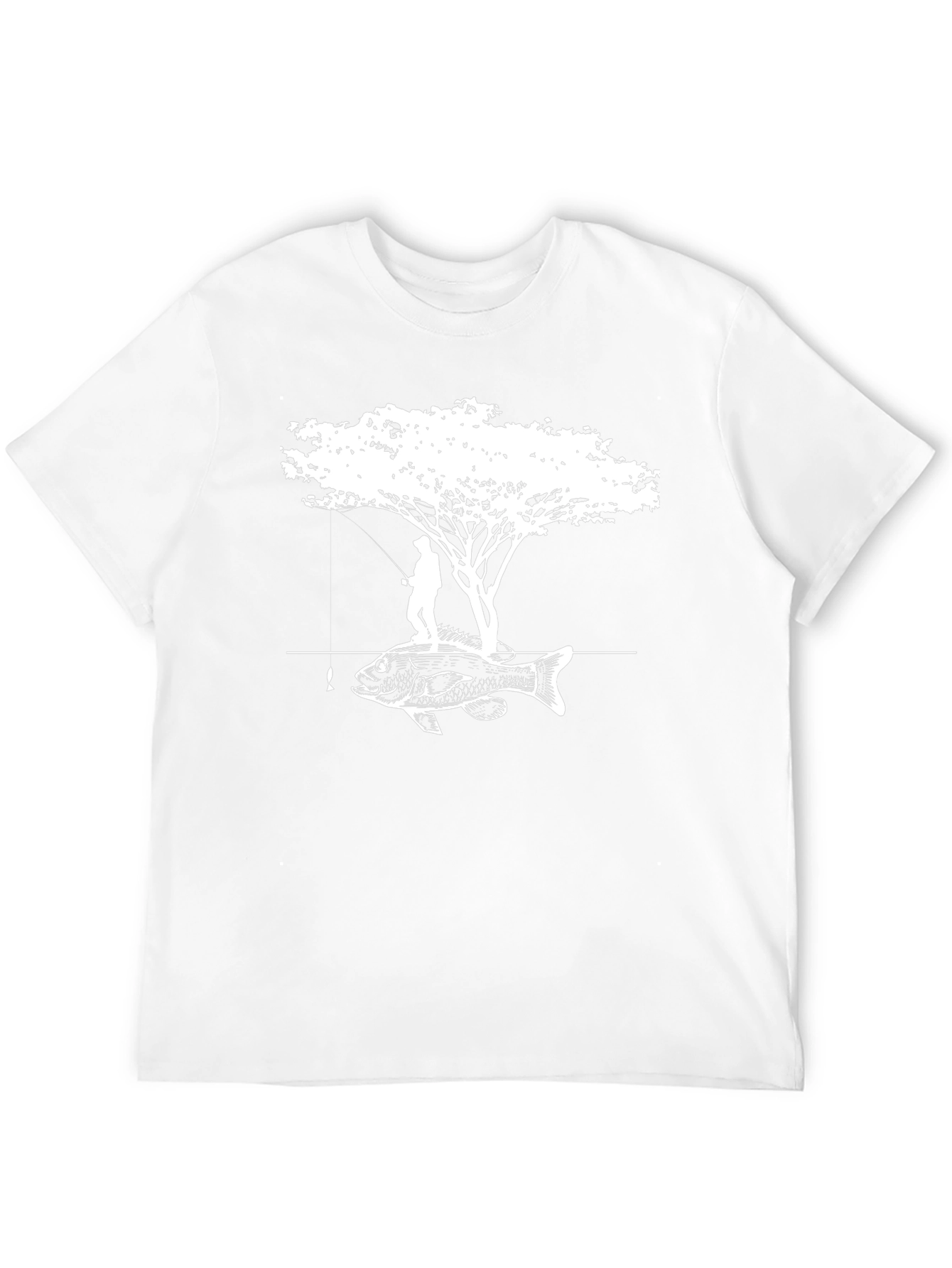 Fisherman Tree Bass Graphic Tee - Black Cotton Blend