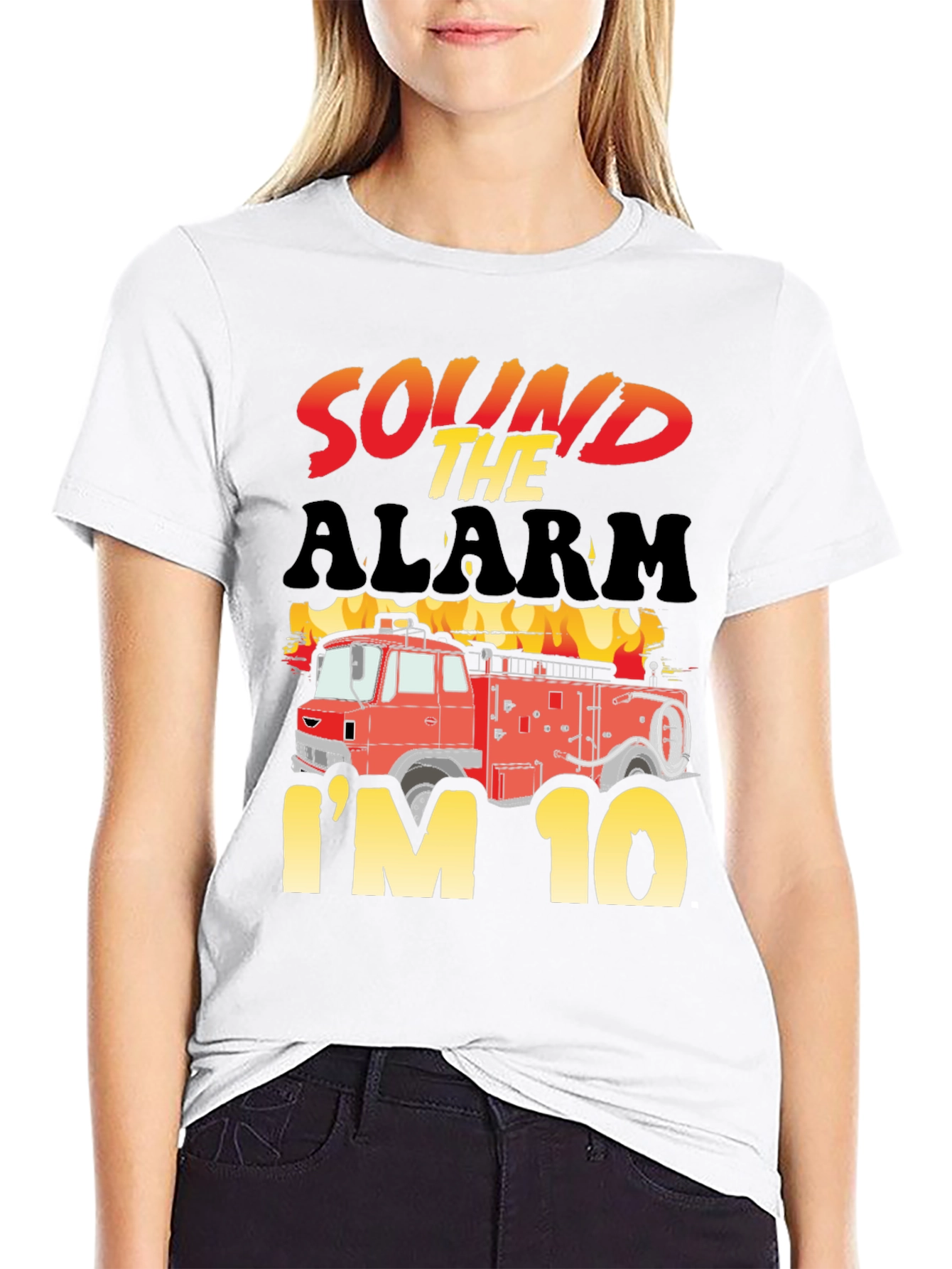 Sound The Alarm Im 10! Firetruck Birthday T-Shirt