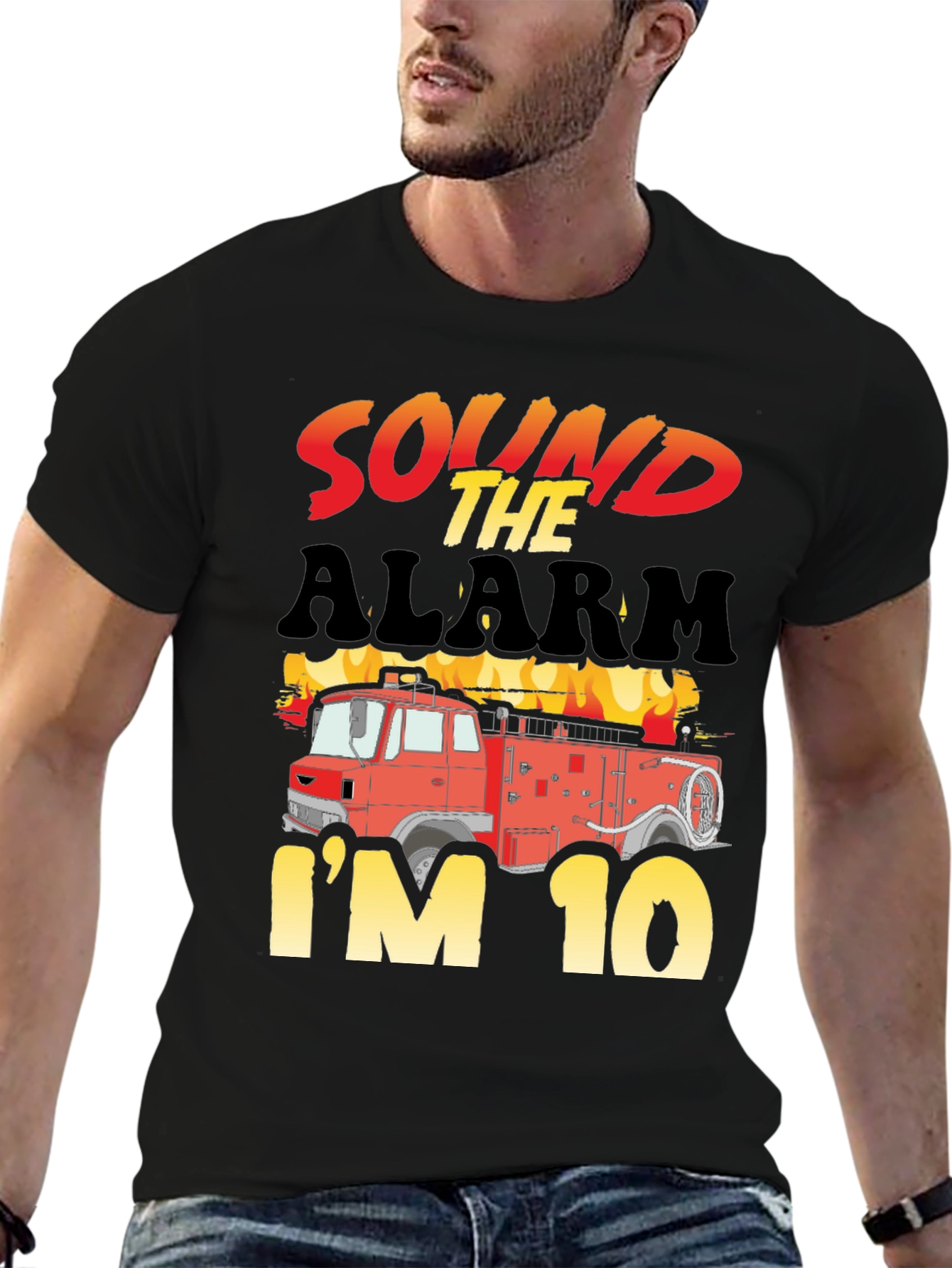 Sound The Alarm Im 10! Firetruck Birthday T-Shirt