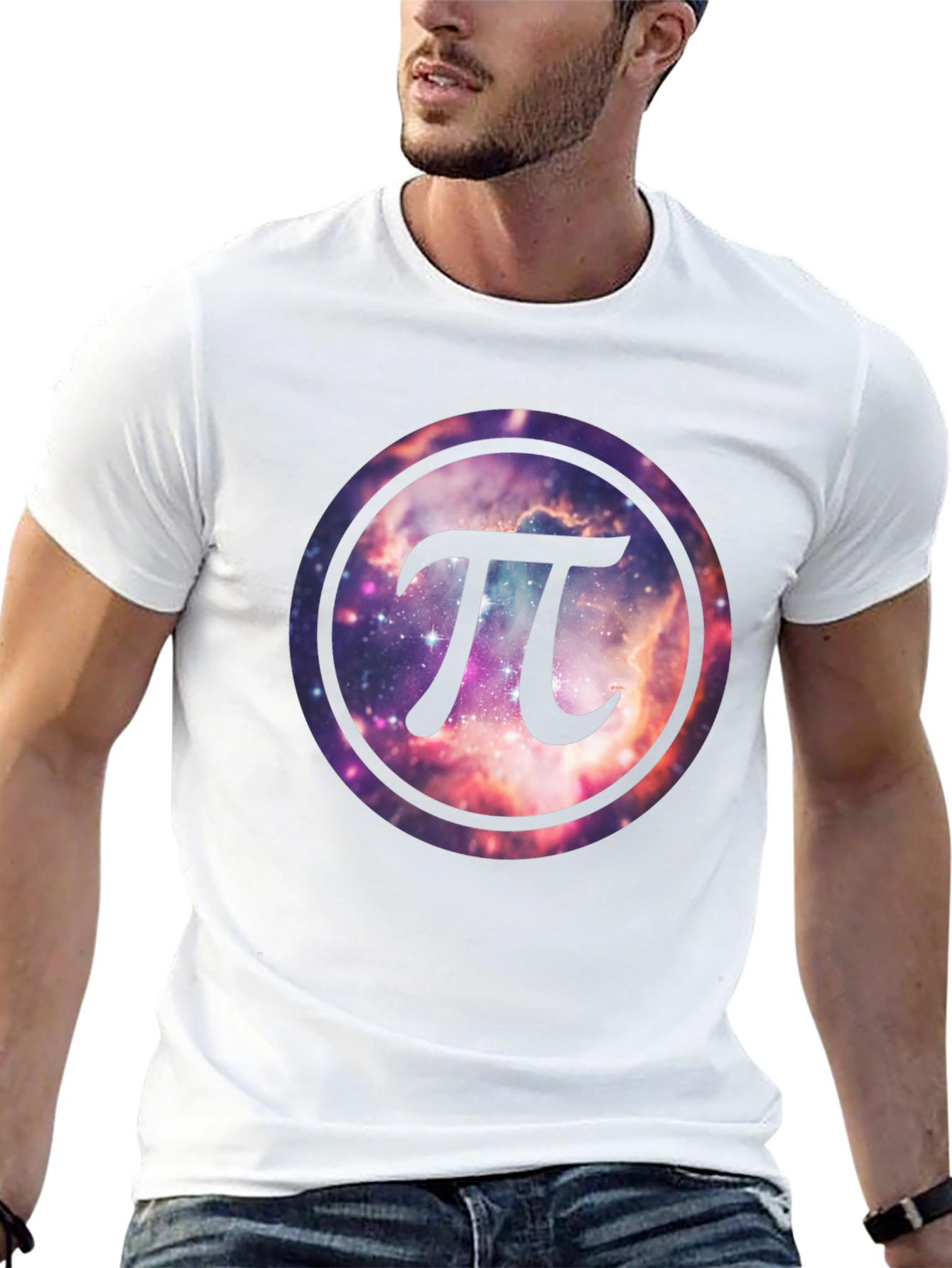 Cosmic Pi Symbol T-Shirt - Galaxy Design