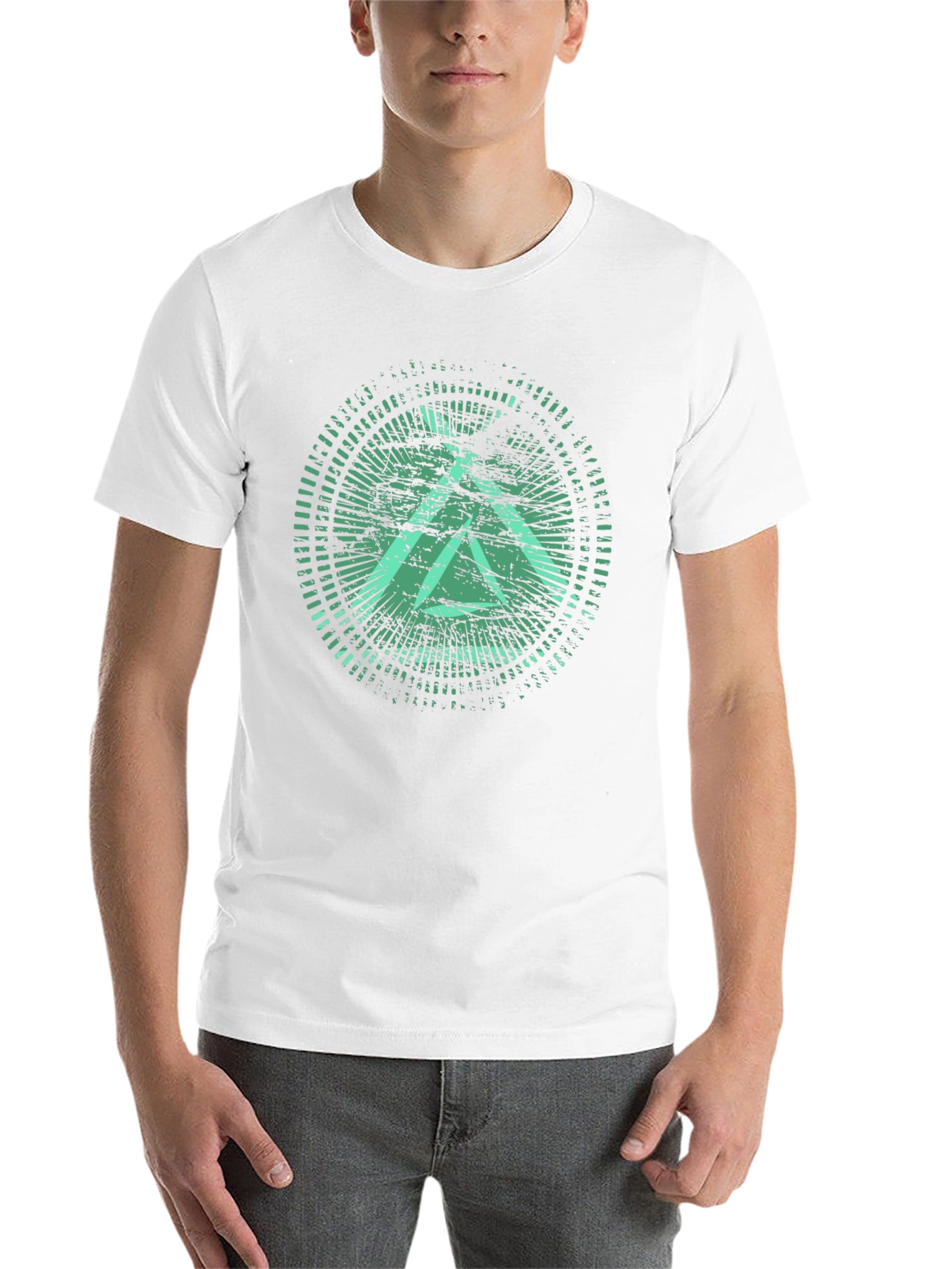 Green Graphic Print Black Crew Neck T-Shirt