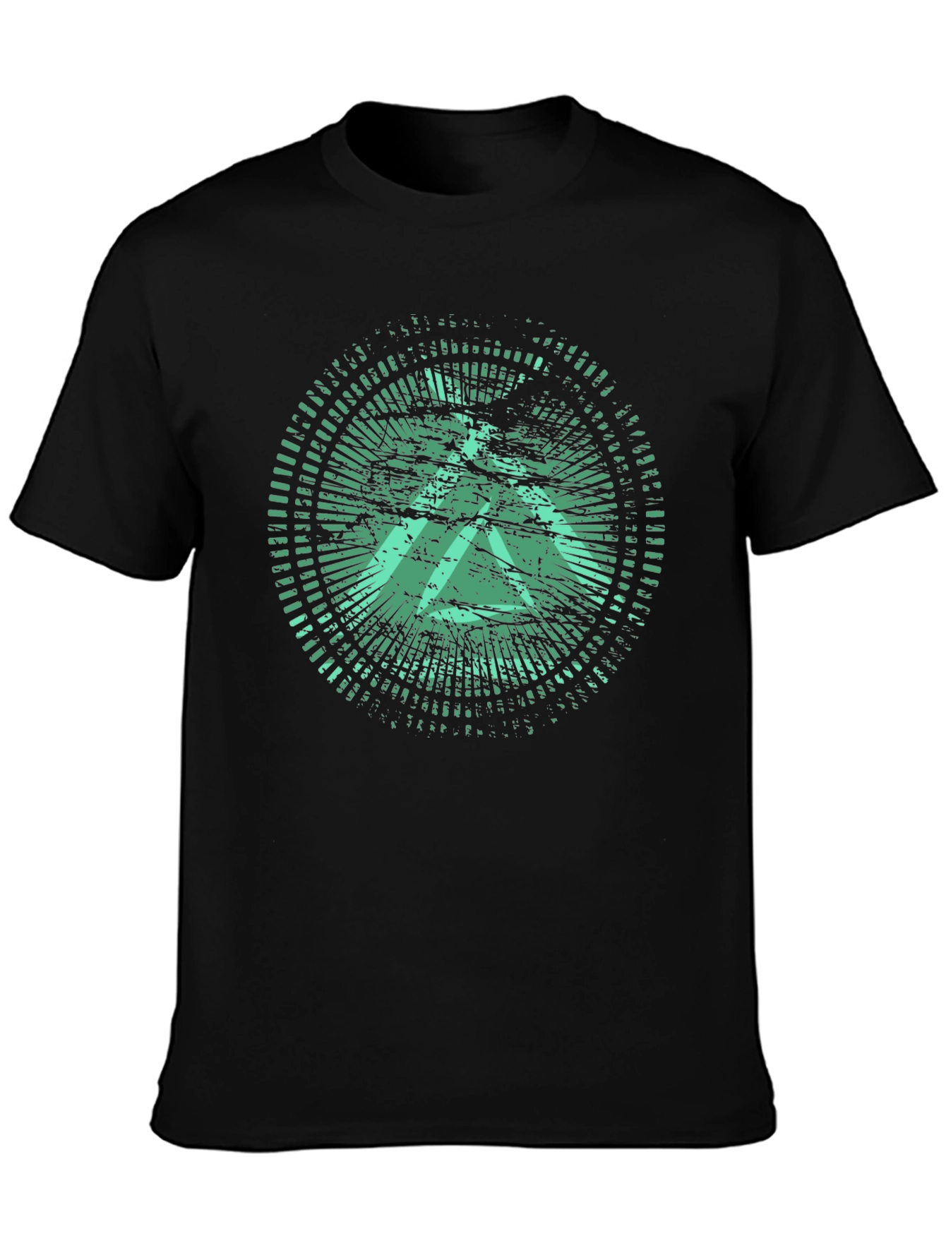 Green Graphic Print Black Crew Neck T-Shirt