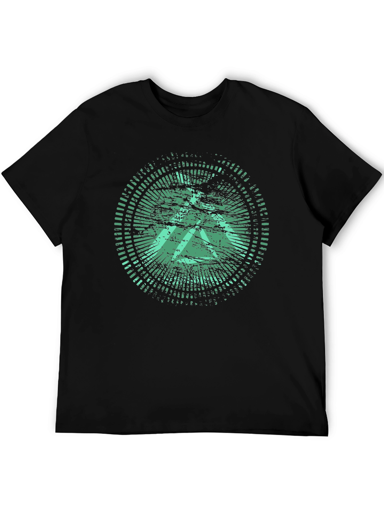Green Graphic Print Black Crew Neck T-Shirt