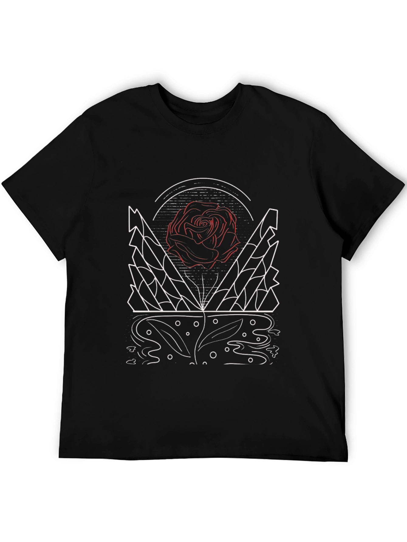Geometric Rose Graphic Print Tee