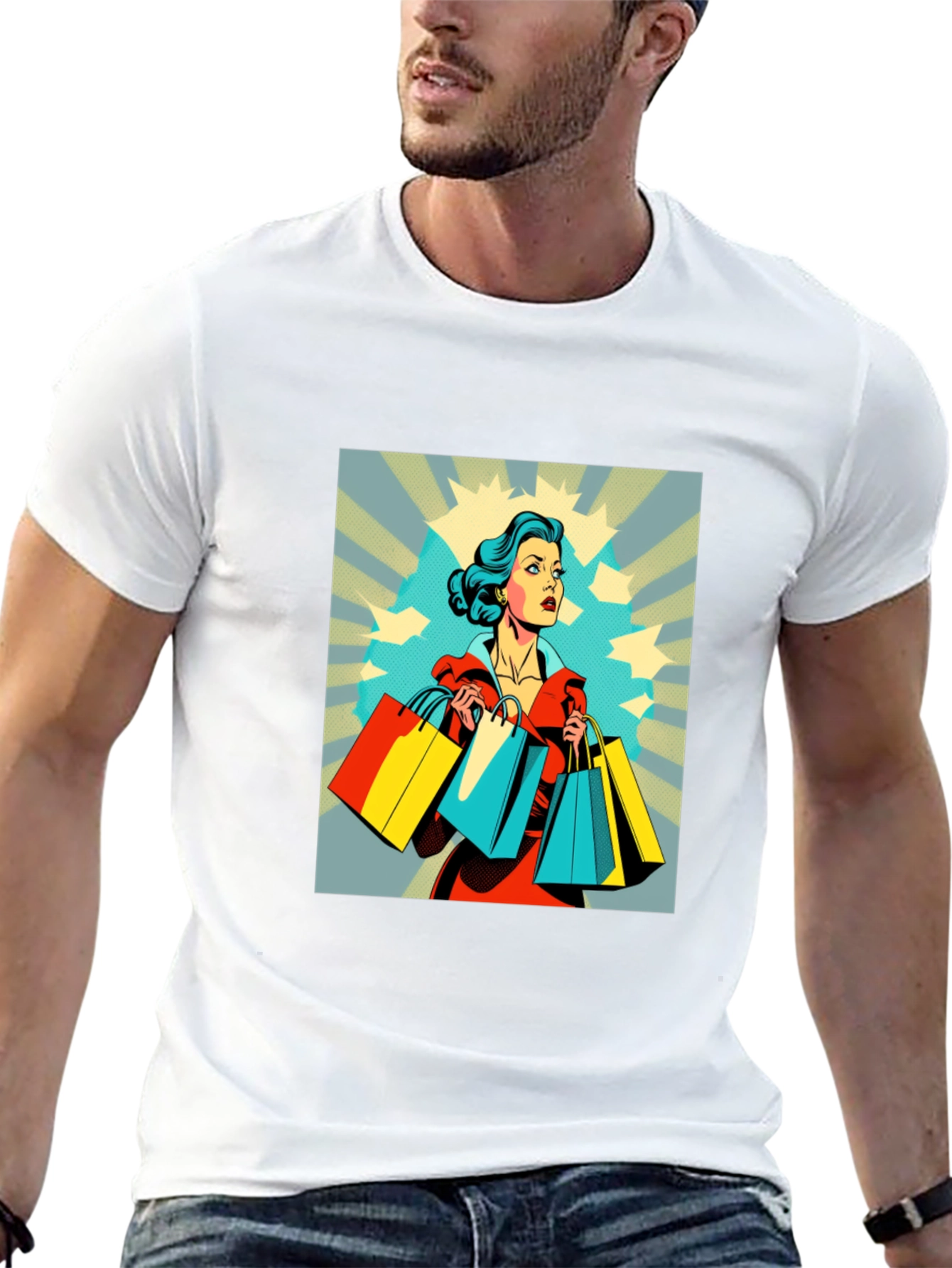 Retro Shopping T-Shirt - Stylish Graphic Tee