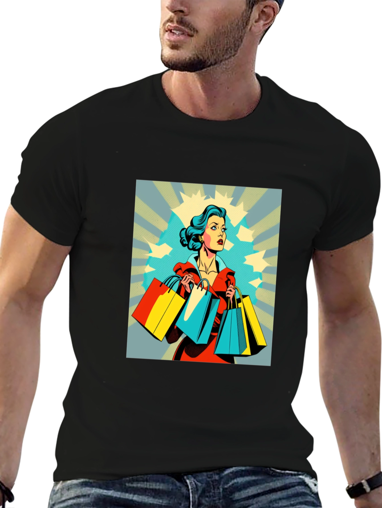 Retro Shopping T-Shirt - Stylish Graphic Tee