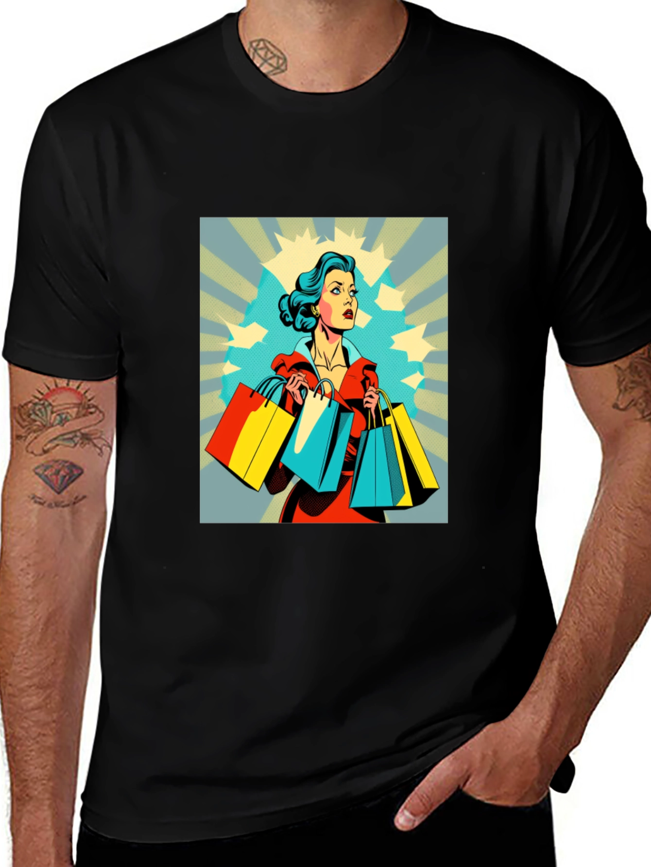 Retro Shopping T-Shirt - Stylish Graphic Tee